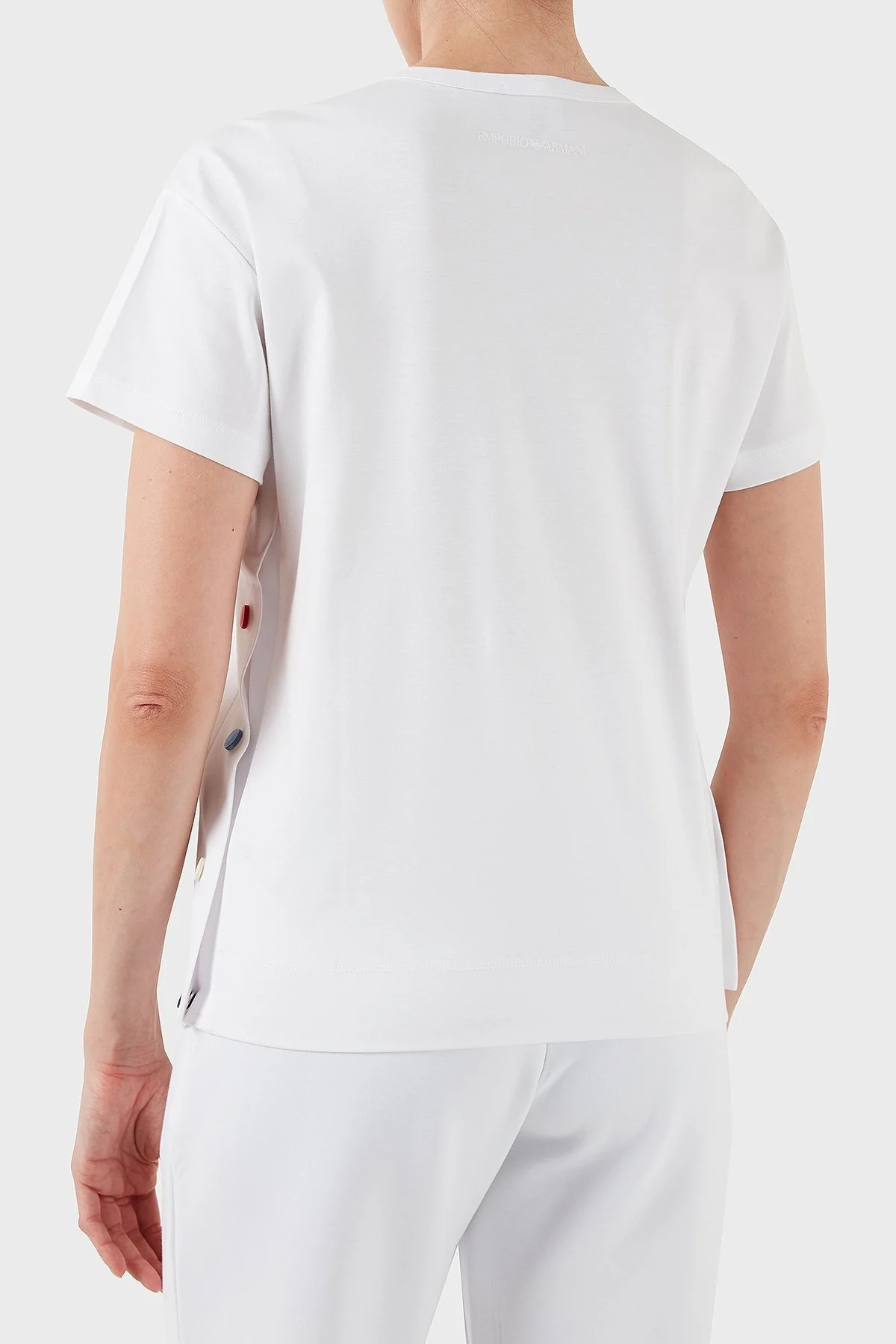 Emporio Armani % 100 Pamuk Regular Fit Bisiklet Yaka Bayan T Shirt 6D2M8I 2JKAZ 0100 BEYAZ - 8