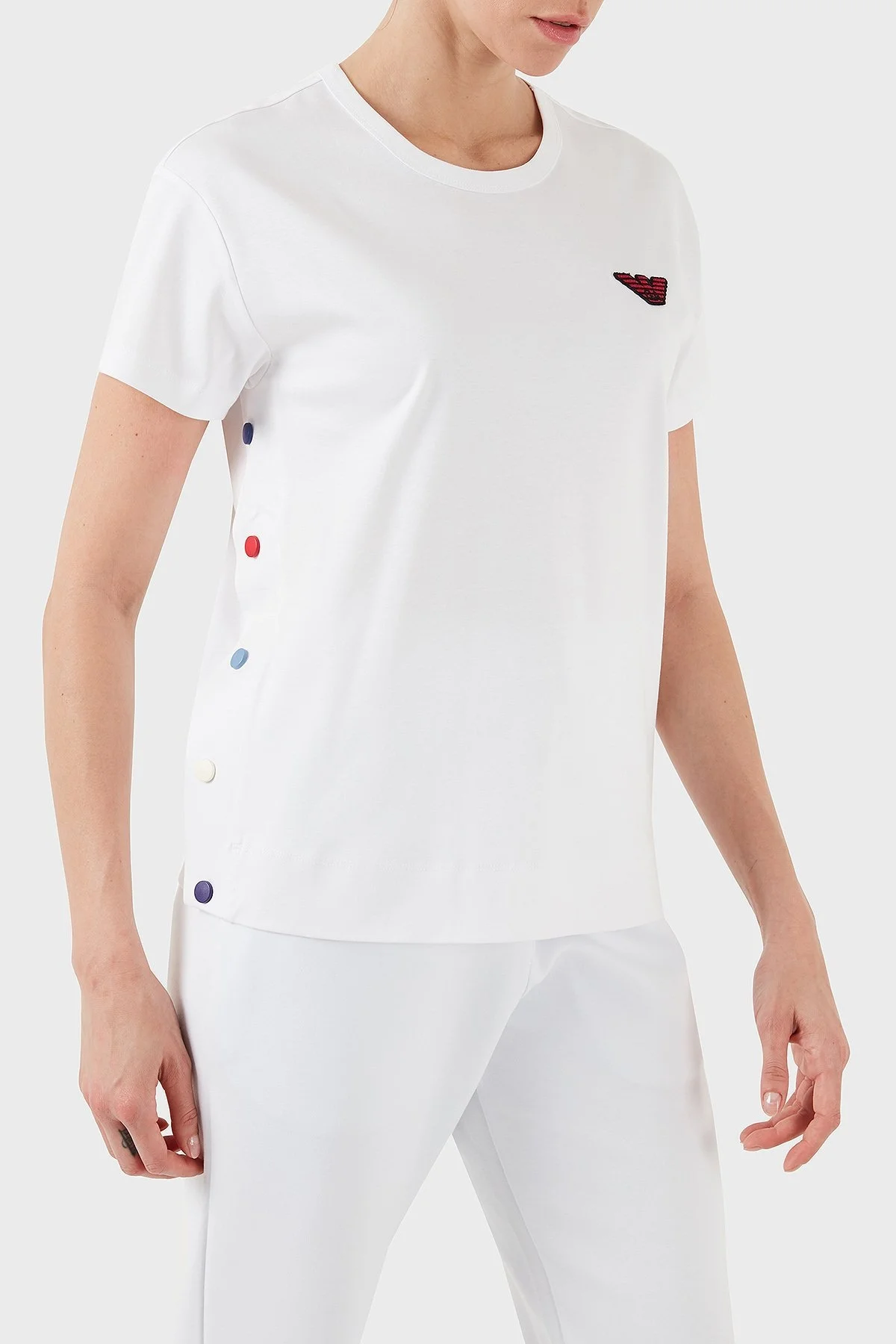 Emporio Armani % 100 Pamuk Regular Fit Bisiklet Yaka Bayan T Shirt 6D2M8I 2JKAZ 0100 BEYAZ - 9