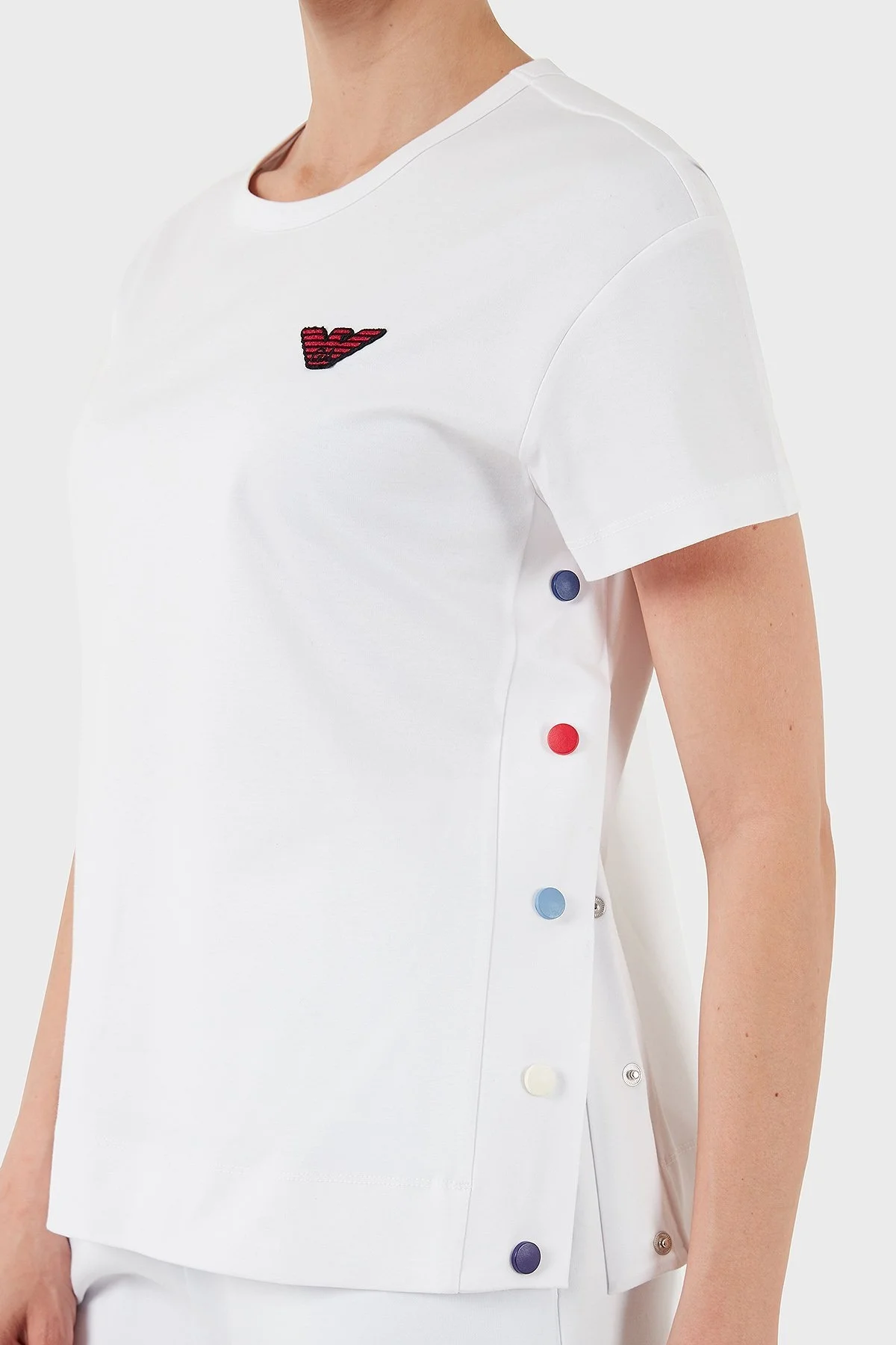 Emporio Armani % 100 Pamuk Regular Fit Bisiklet Yaka Bayan T Shirt 6D2M8I 2JKAZ 0100 BEYAZ - 10