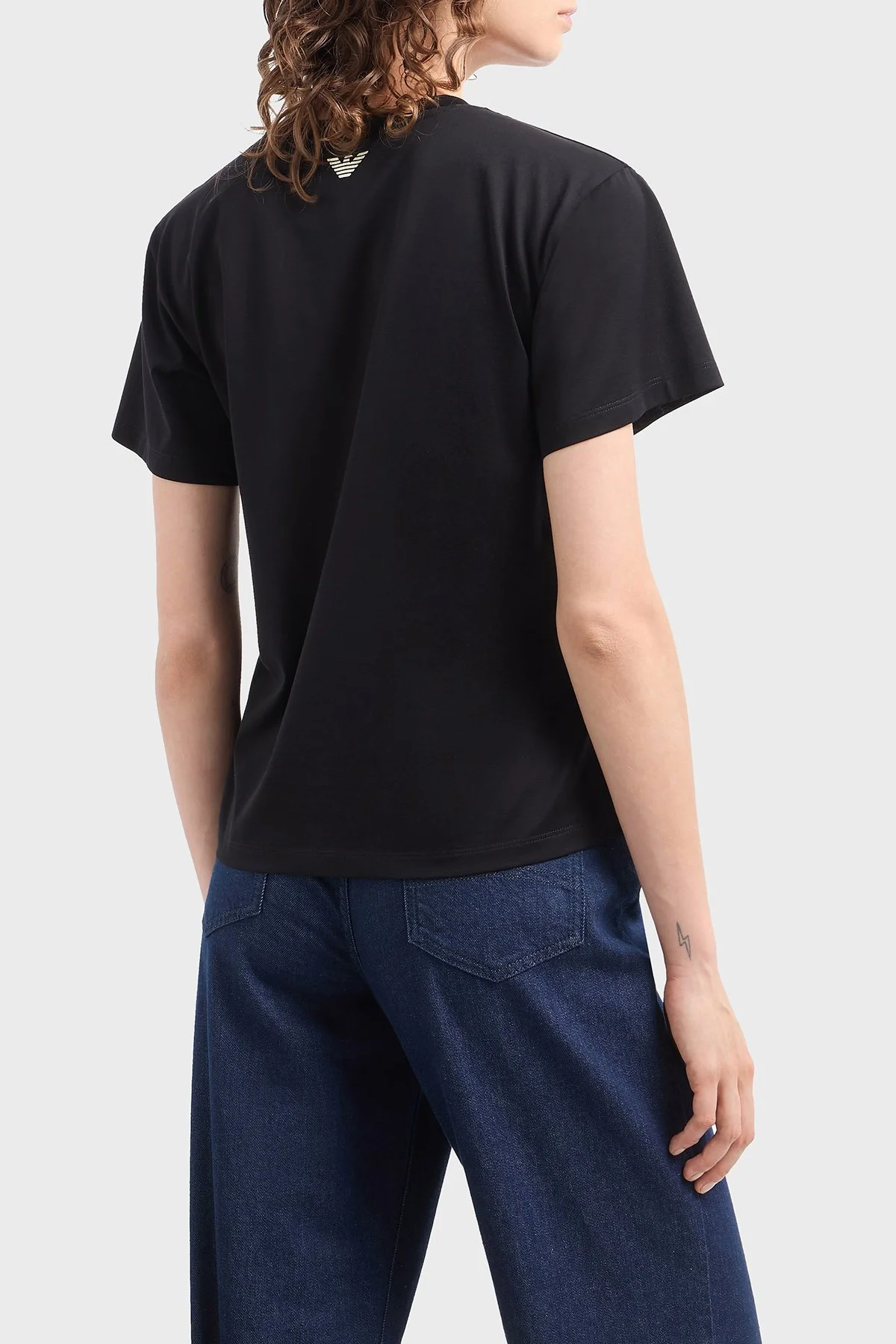Emporio Armani % 100 Pamuk Regular Fit Bisiklet Yaka Kadın T Shirt EW001169 AF10003 UC001 SİYAH - 3