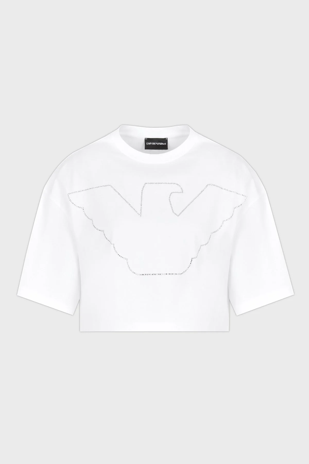 Emporio Armani % 100 Pamuk Regular Fit Bisiklet Yaka Crop Kadın T Shirt EW000897 AF12573 U0002 BEYAZ - 5