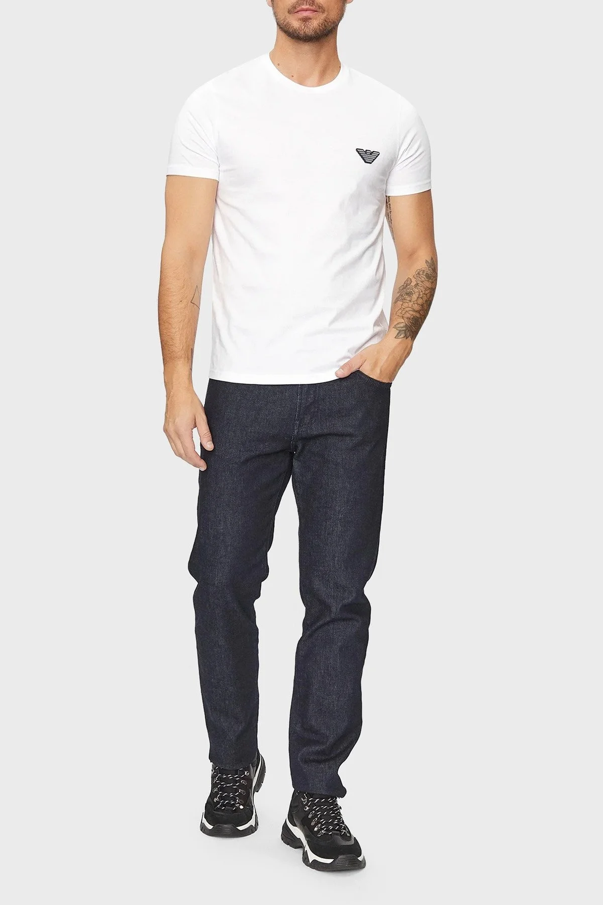 Emporio Armani % 100 Pamuk Regular Fit Bisiklet Yaka Erkek T Shirt 110853 3F755 00010 BEYAZ - 3