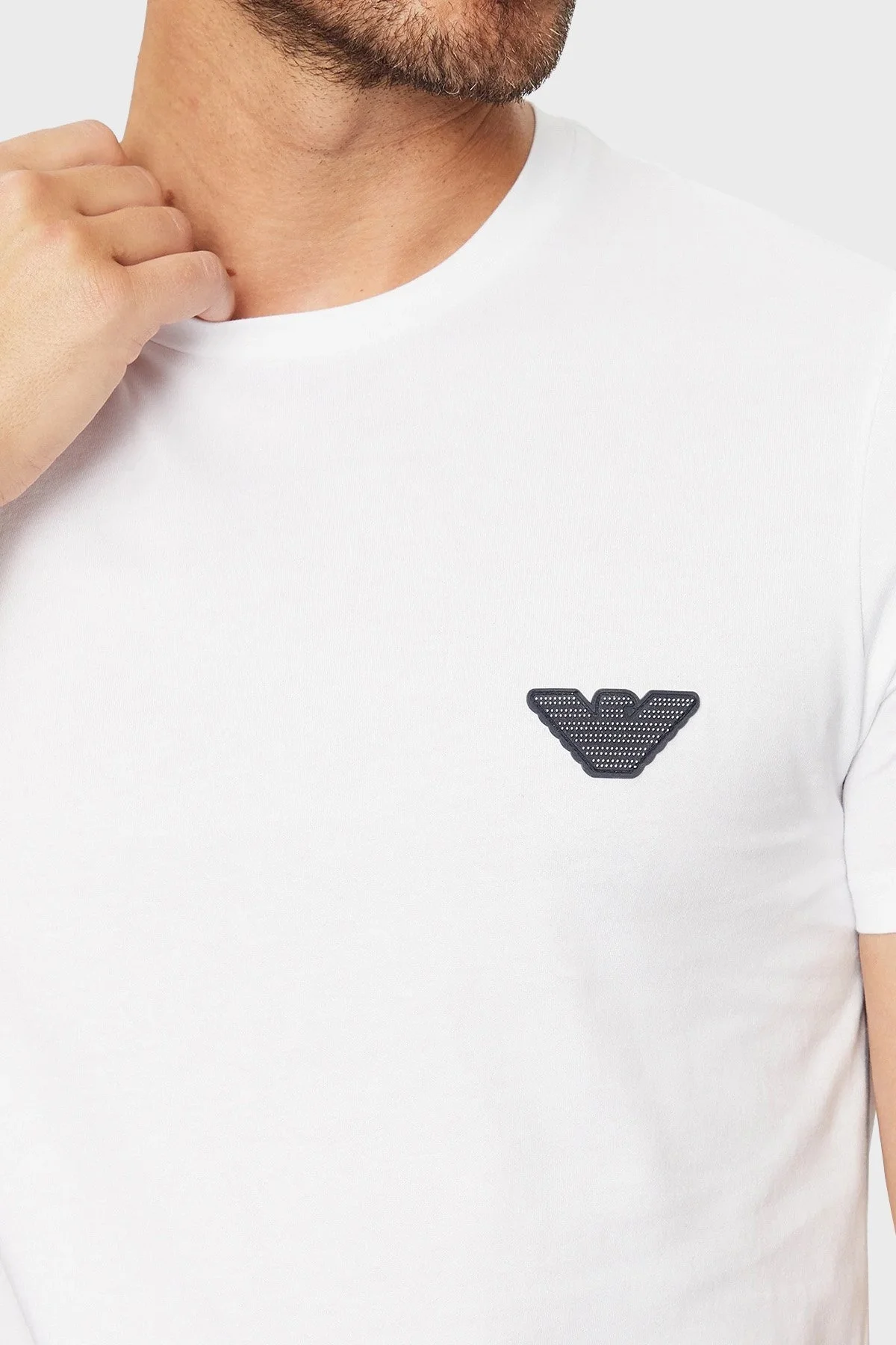 Emporio Armani % 100 Pamuk Regular Fit Bisiklet Yaka Erkek T Shirt 110853 3F755 00010 BEYAZ - 4