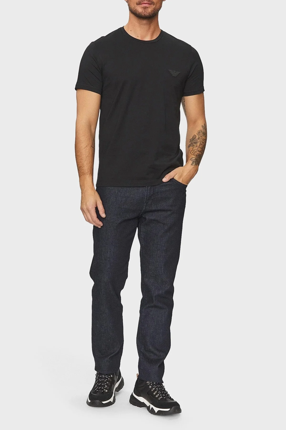 Emporio Armani % 100 Pamuk Regular Fit Bisiklet Yaka Erkek T Shirt 110853 3F755 00020 SİYAH - 3