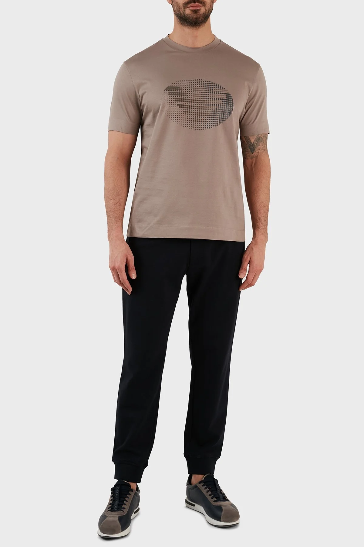 Emporio Armani % 100 Pamuk Regular Fit Bisiklet Yaka Erkek T Shirt 3R1TU1 1JSAZ 0144 TOPRAK - 11