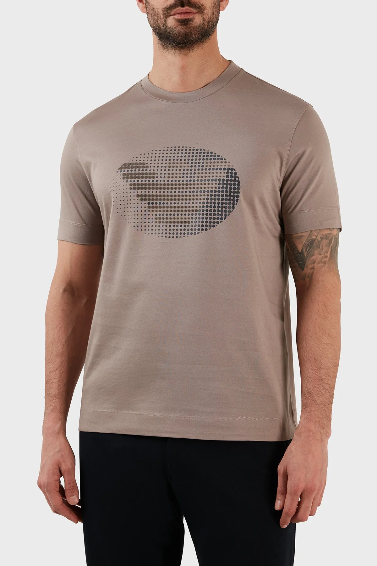 Emporio Armani % 100 Pamuk Regular Fit Bisiklet Yaka Erkek T Shirt 3R1TU1 1JSAZ 0144 TOPRAK - 1
