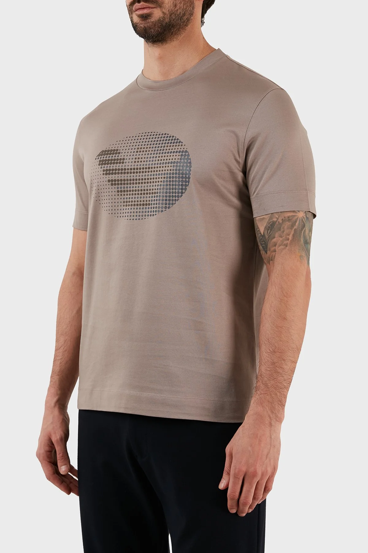 Emporio Armani % 100 Pamuk Regular Fit Bisiklet Yaka Erkek T Shirt 3R1TU1 1JSAZ 0144 TOPRAK - 2