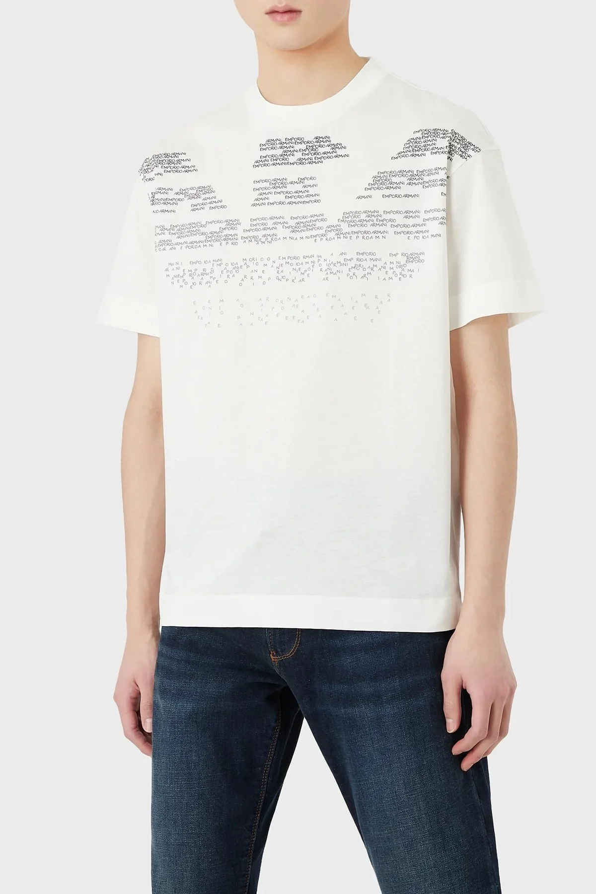 Emporio Armani % 100 Pamuk Regular Fit Bisiklet Yaka Erkek T Shirt 3R1TV0 1JSAZ 0101 BEYAZ - 1