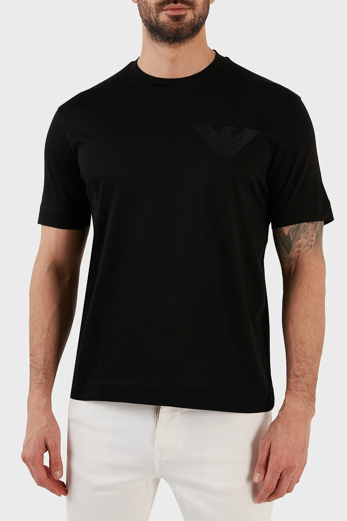 Emporio Armani % 100 Pamuk Regular Fit Bisiklet Yaka Erkek T Shirt 3R1TZ3 1JSAZ 0999 SİYAH - 1