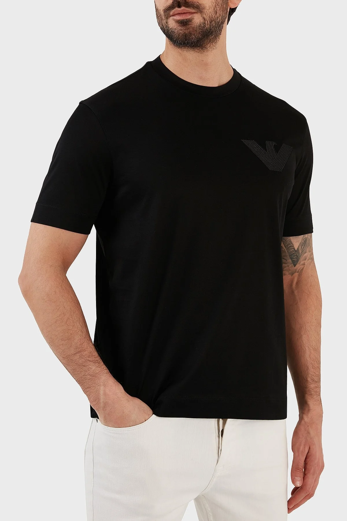 Emporio Armani % 100 Pamuk Regular Fit Bisiklet Yaka Erkek T Shirt 3R1TZ3 1JSAZ 0999 SİYAH - 2