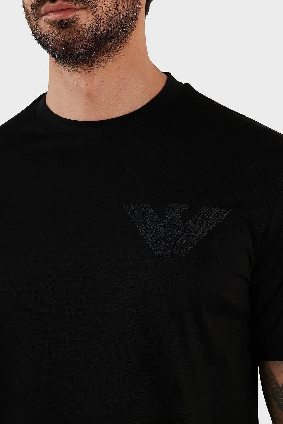 Emporio Armani % 100 Pamuk Regular Fit Bisiklet Yaka Erkek T Shirt 3R1TZ3 1JSAZ 0999 SİYAH - 3