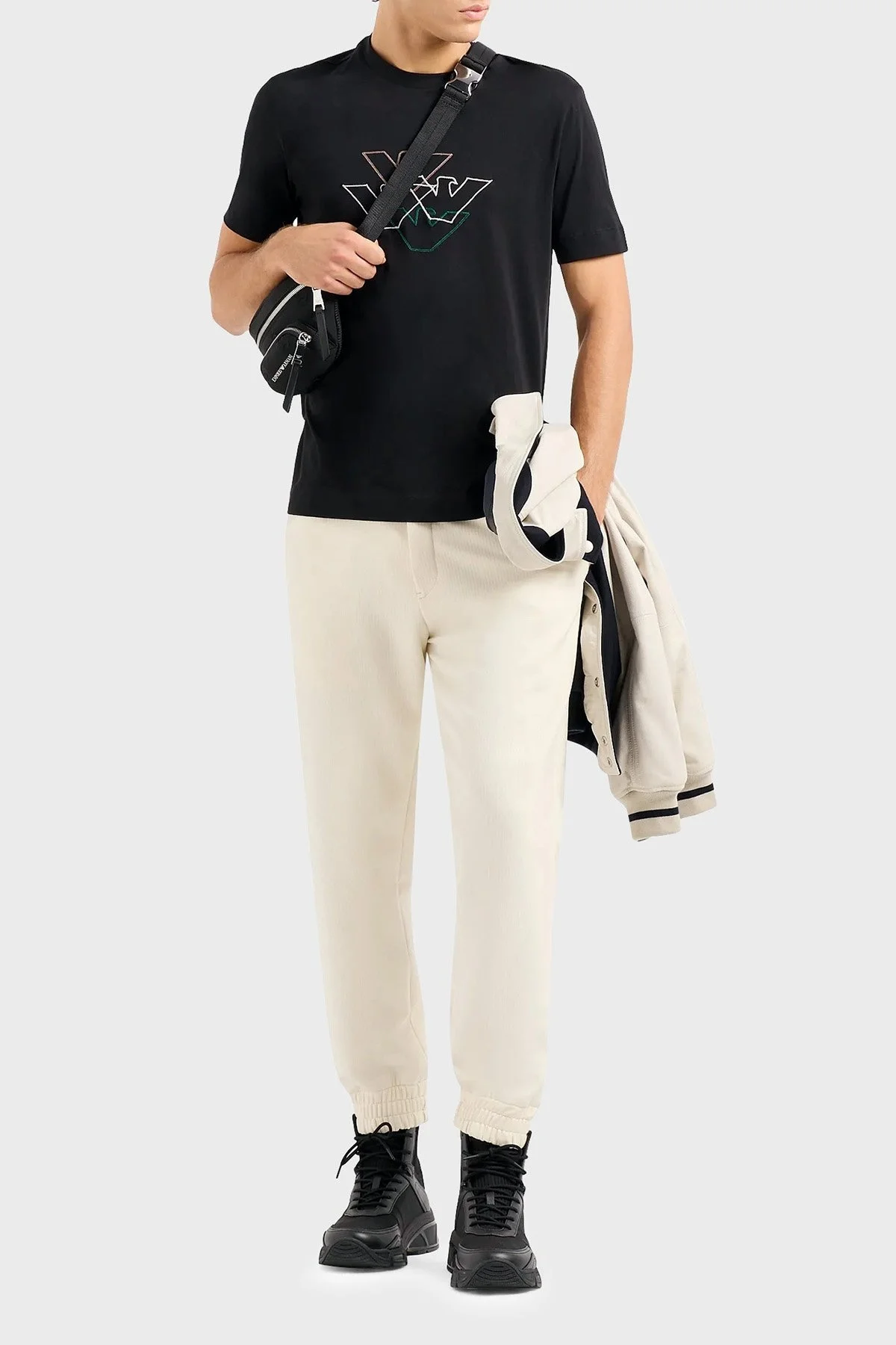 Emporio Armani % 100 Pamuk Regular Fit Bisiklet Yaka Erkek T Shirt 6R1T74 1JPZZ 00A4 SİYAH - 3