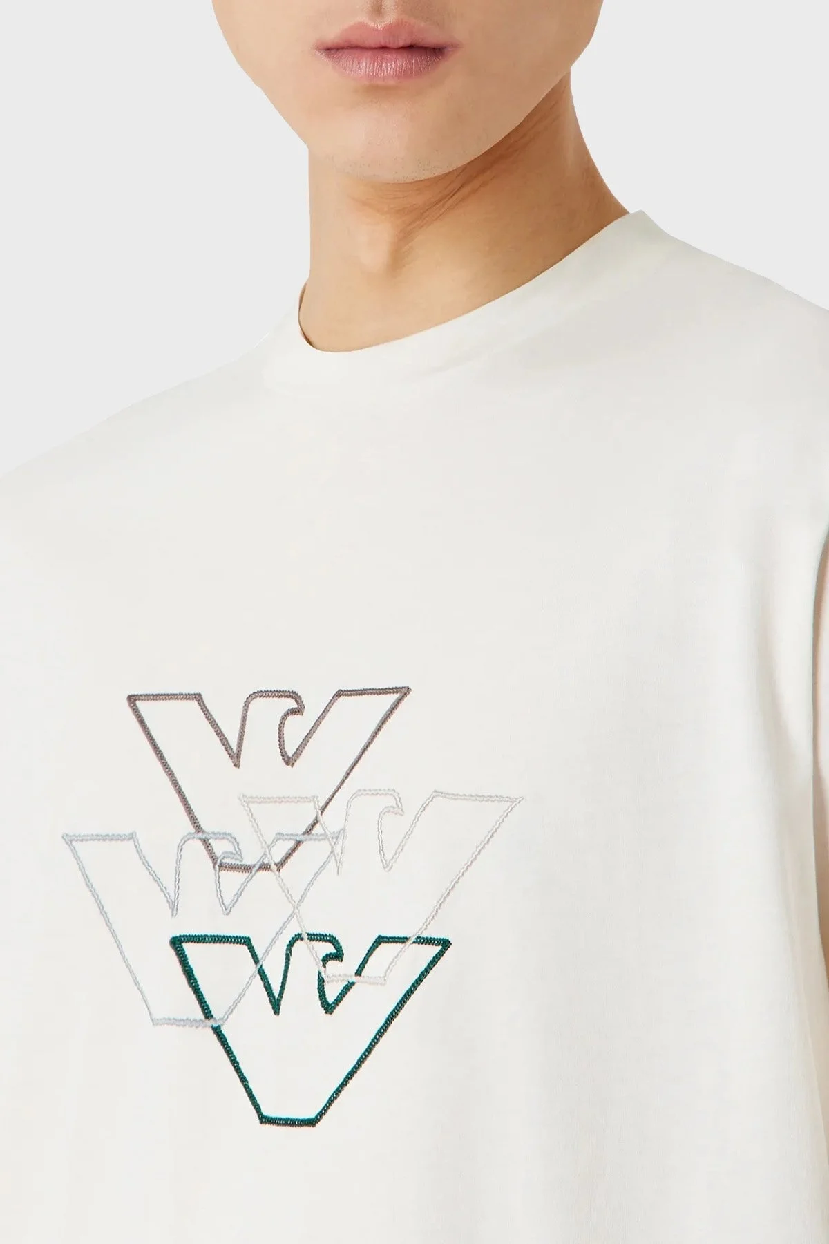 Emporio Armani % 100 Pamuk Regular Fit Bisiklet Yaka Erkek T Shirt 6R1T74 1JPZZ 01L0 EKRU - 4
