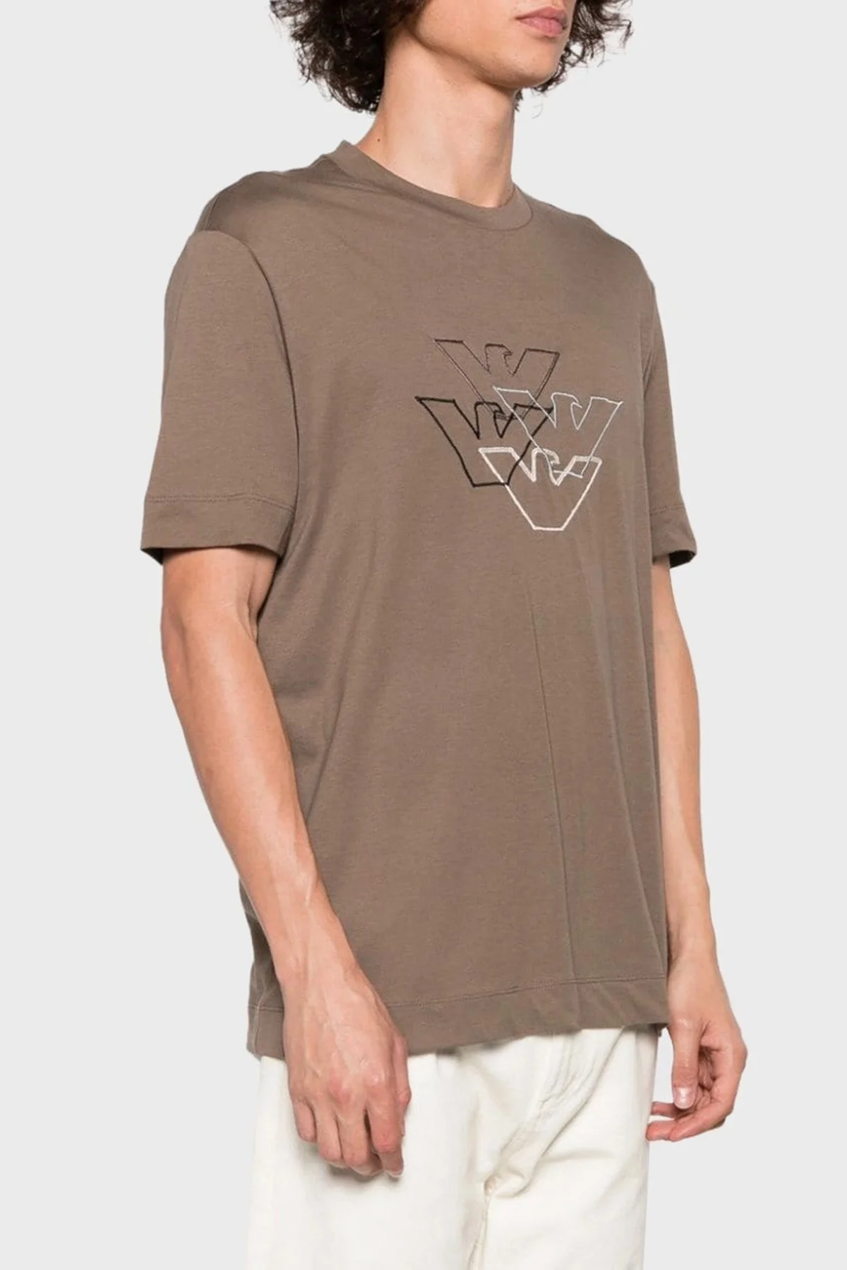 Emporio Armani % 100 Pamuk Regular Fit Bisiklet Yaka Erkek T Shirt 6R1T74 1JPZZ 04B3 KAHVE - 1