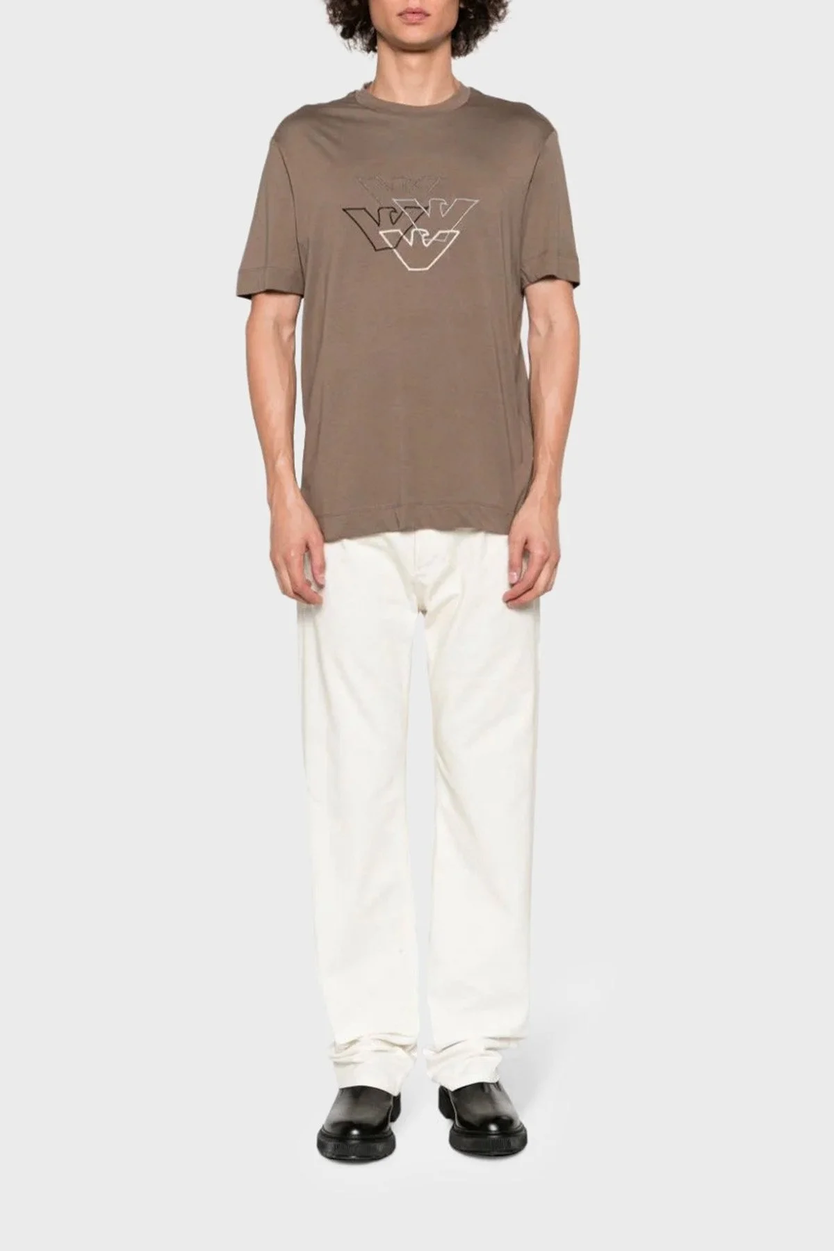 Emporio Armani % 100 Pamuk Regular Fit Bisiklet Yaka Erkek T Shirt 6R1T74 1JPZZ 04B3 KAHVE - 3