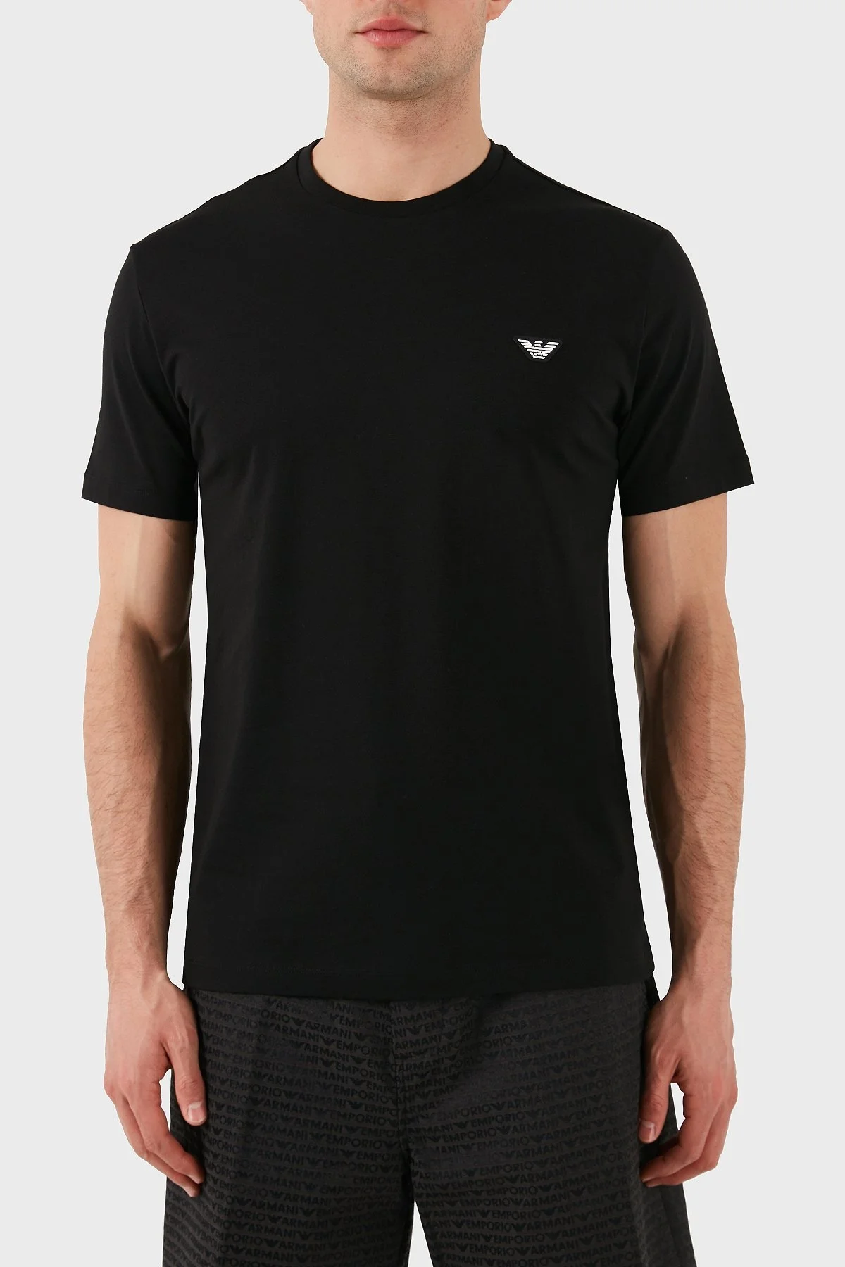 Emporio Armani % 100 Pamuk Regular Fit Bisiklet Yaka Erkek T Shirt EM000574 AF12335 UC001 SİYAH - 1