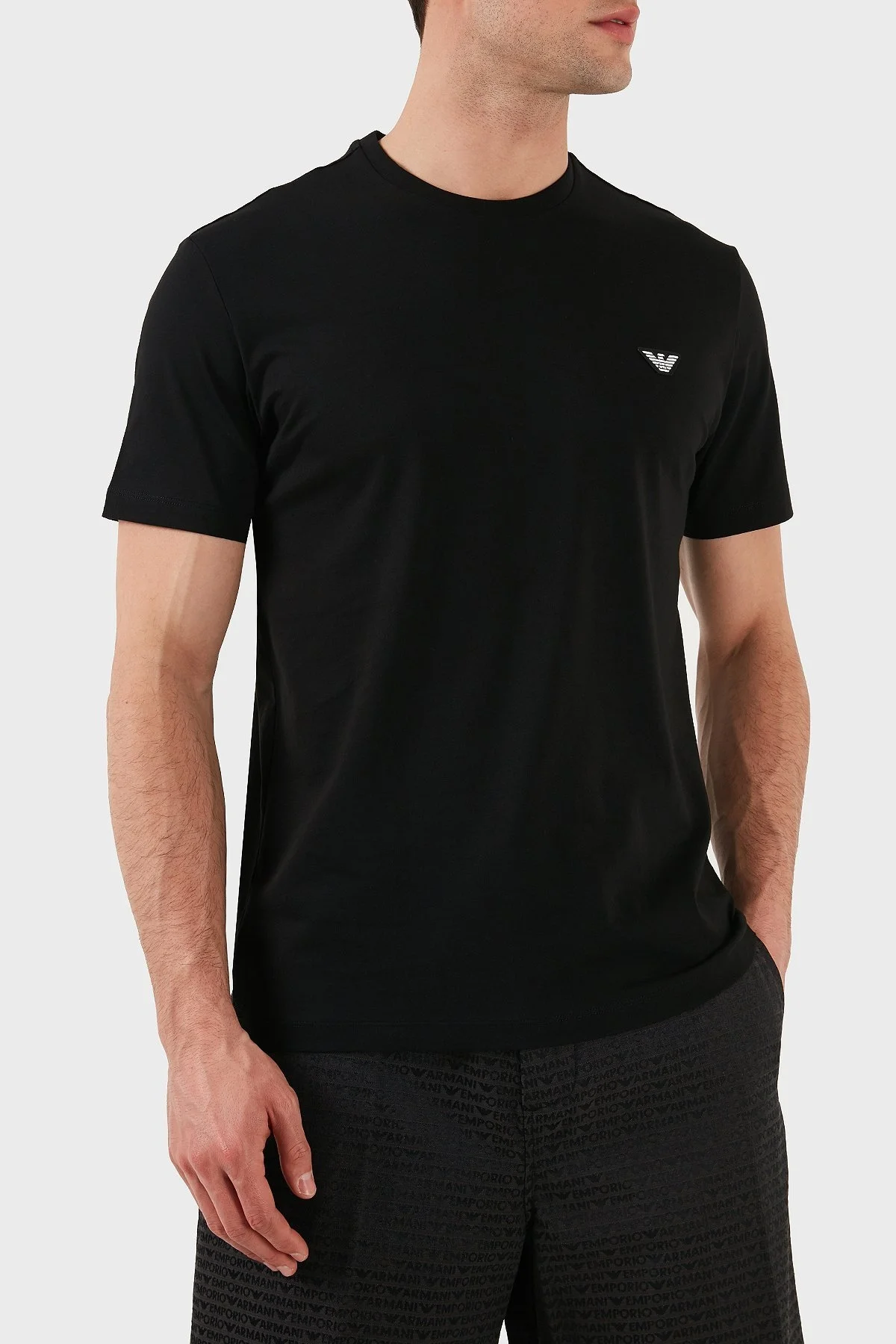 Emporio Armani % 100 Pamuk Regular Fit Bisiklet Yaka Erkek T Shirt EM000574 AF12335 UC001 SİYAH - 4