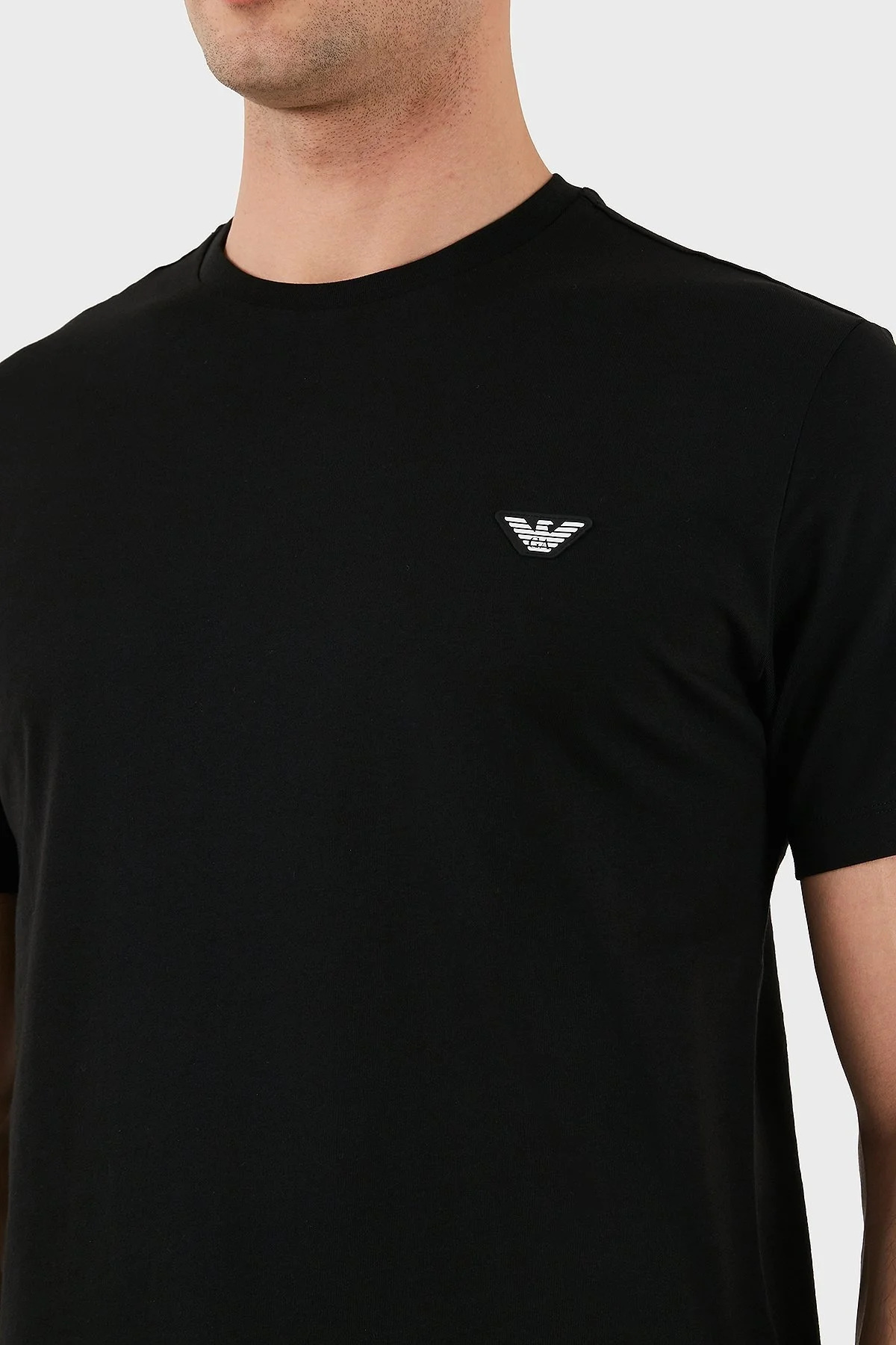 Emporio Armani % 100 Pamuk Regular Fit Bisiklet Yaka Erkek T Shirt EM000574 AF12335 UC001 SİYAH - 5