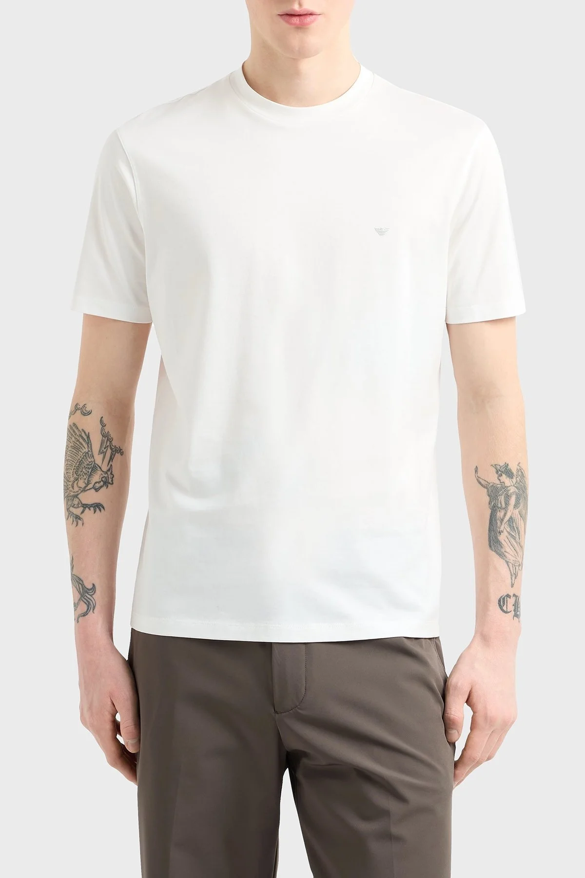 Emporio Armani % 100 Pamuk Regular Fit Bisiklet Yaka Erkek T Shirt EM000983 AF13669 U0003 BEYAZ - 1