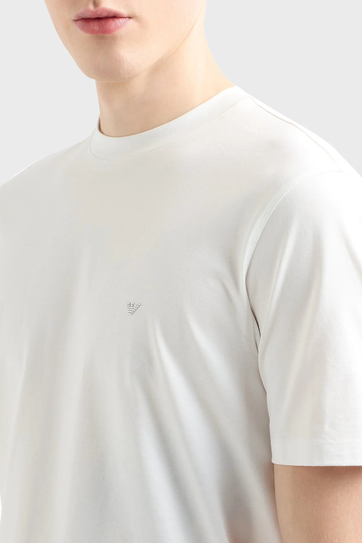 Emporio Armani % 100 Pamuk Regular Fit Bisiklet Yaka Erkek T Shirt EM000983 AF13669 U0003 BEYAZ - 2