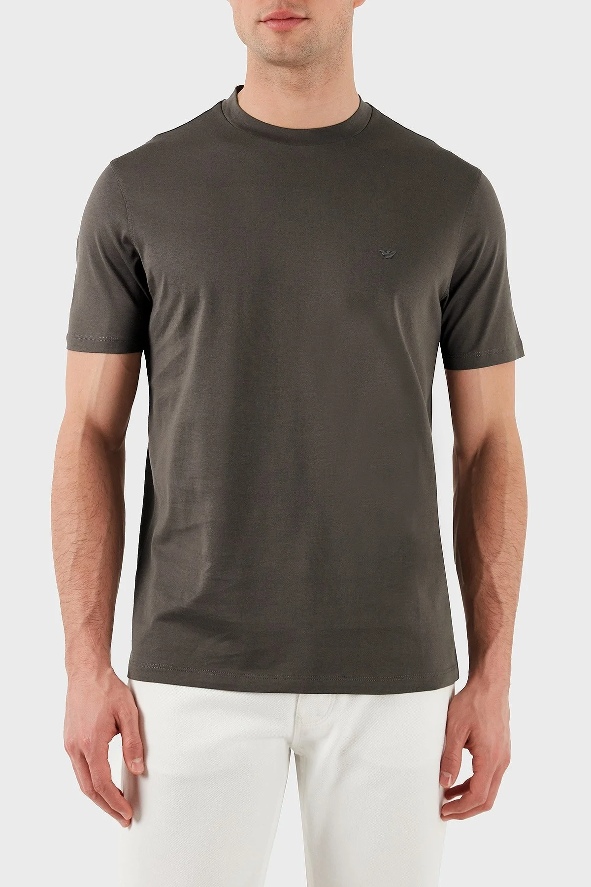 Emporio Armani % 100 Pamuk Regular Fit Bisiklet Yaka Erkek T Shirt EM000983 AF13669 U6200 KAHVE - 4