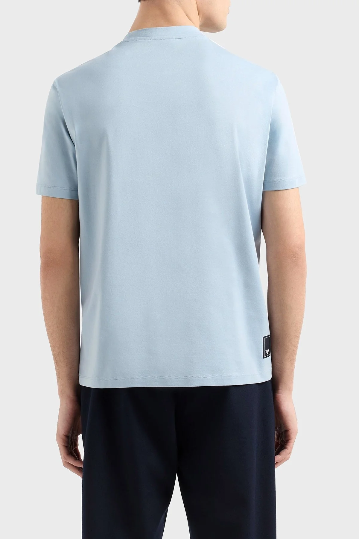 Emporio Armani % 100 Pamuk Regular Fit Bisiklet Yaka Erkek T Shirt EM000983 AF13669 U9275 AÇIK MAVİ - 8