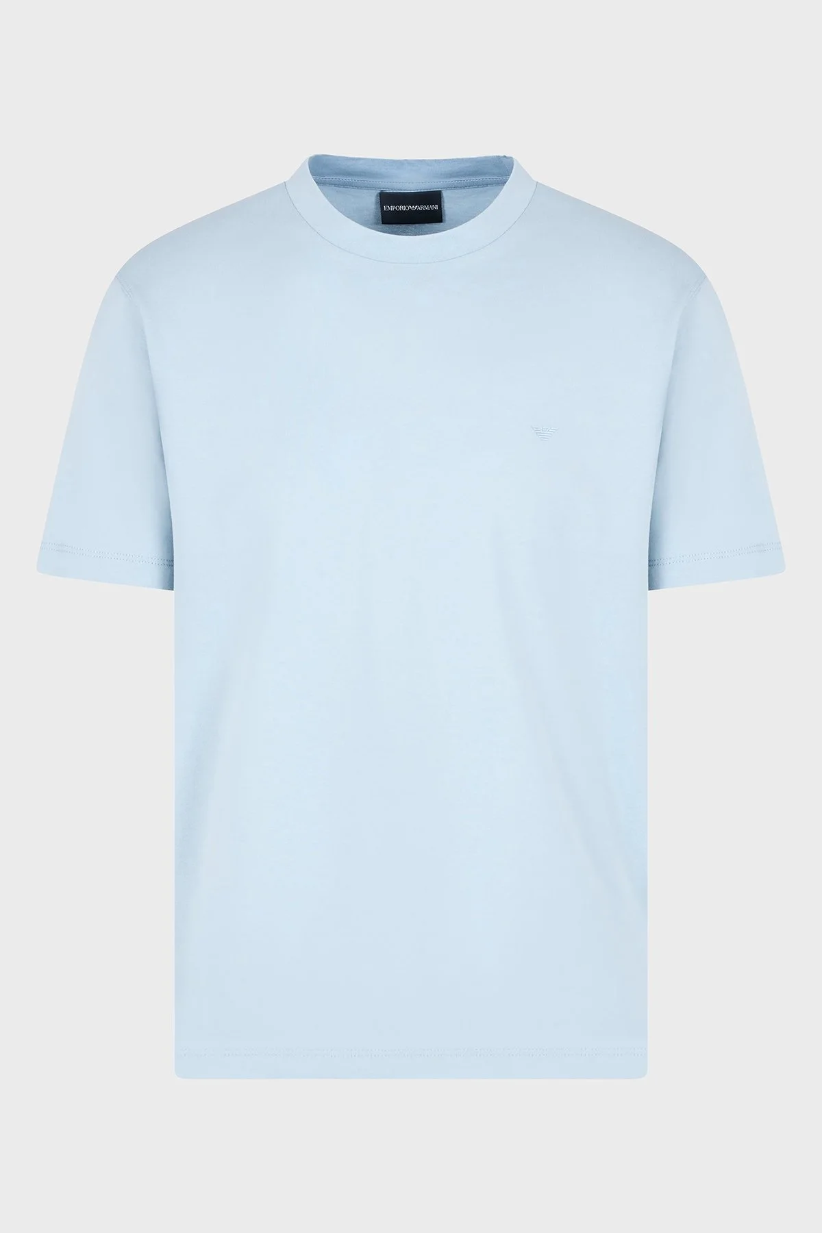Emporio Armani % 100 Pamuk Regular Fit Bisiklet Yaka Erkek T Shirt EM000983 AF13669 U9275 AÇIK MAVİ - 10
