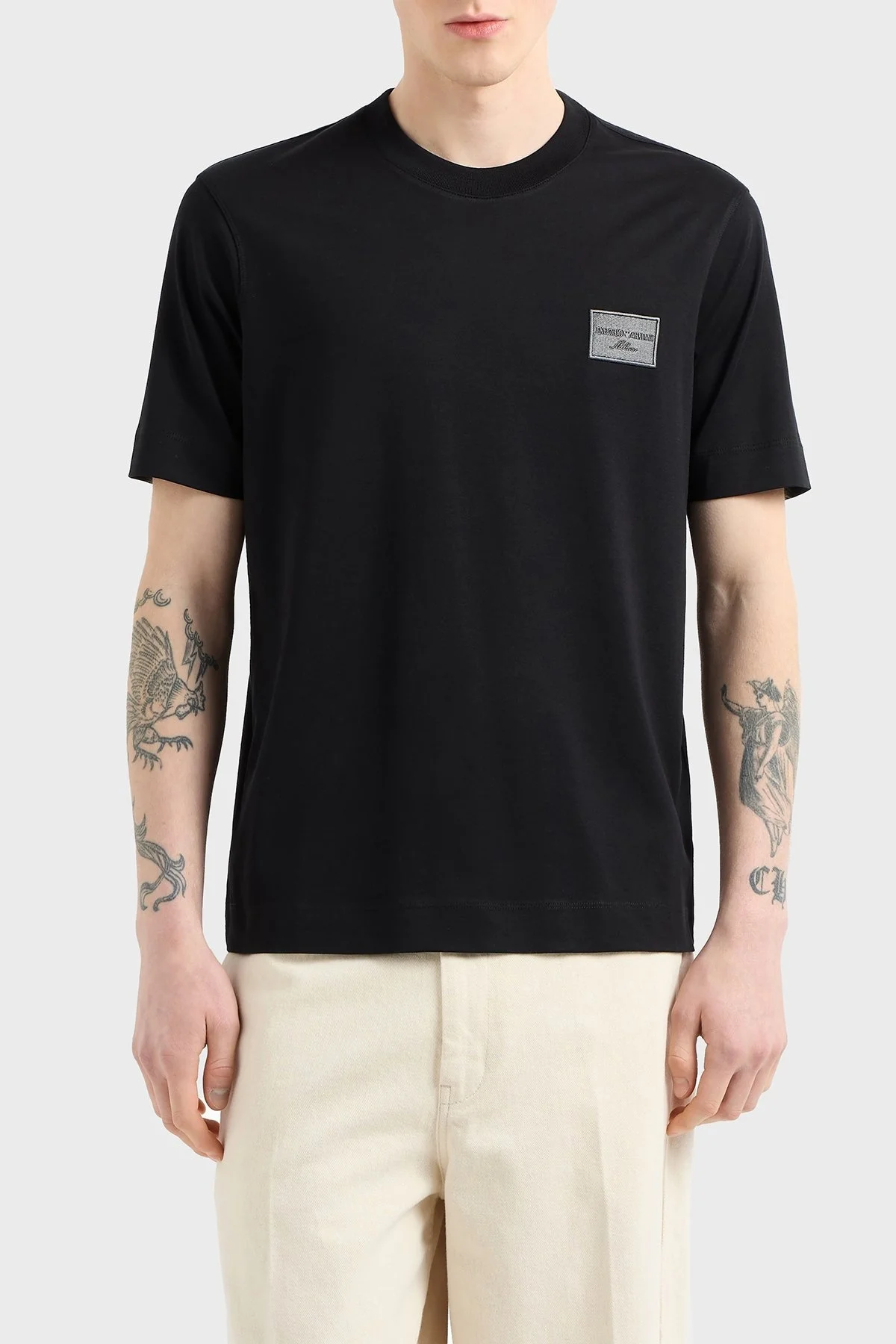 Emporio Armani % 100 Pamuk Regular Fit Bisiklet Yaka Erkek T Shirt EM001018 AF12926 UC001 SİYAH - 5