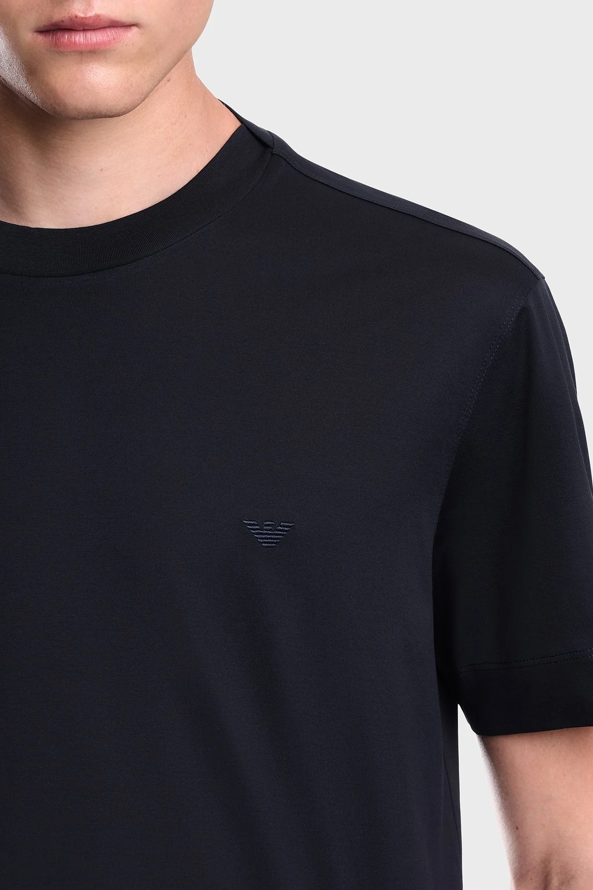 Emporio Armani % 100 Pamuk Regular Fit Bisiklet Yaka Erkek T Shirt EM006779 AF28078 UB118 Lacivert - 5
