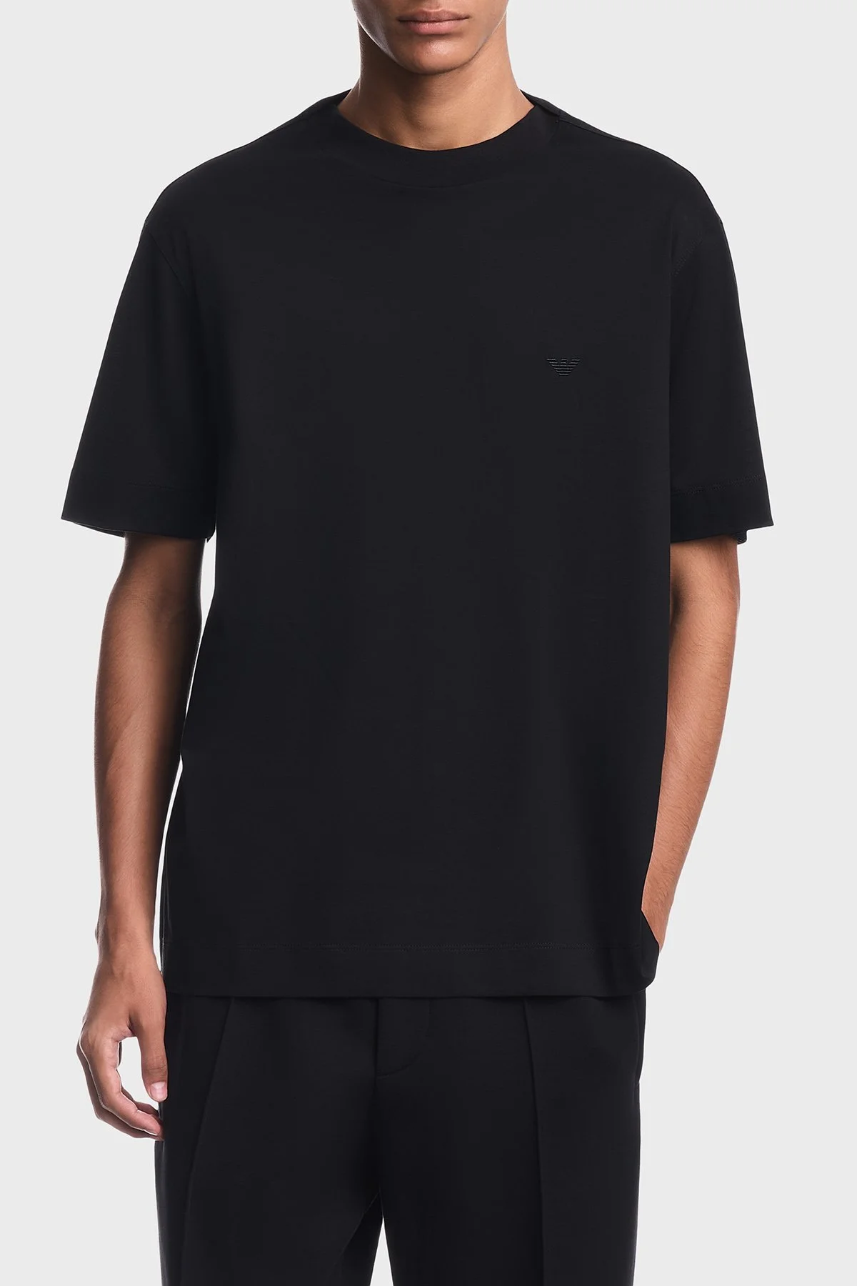 Emporio Armani % 100 Pamuk Regular Fit Bisiklet Yaka Erkek T Shirt EM006779 AF28078 UC001 Siyah - 1