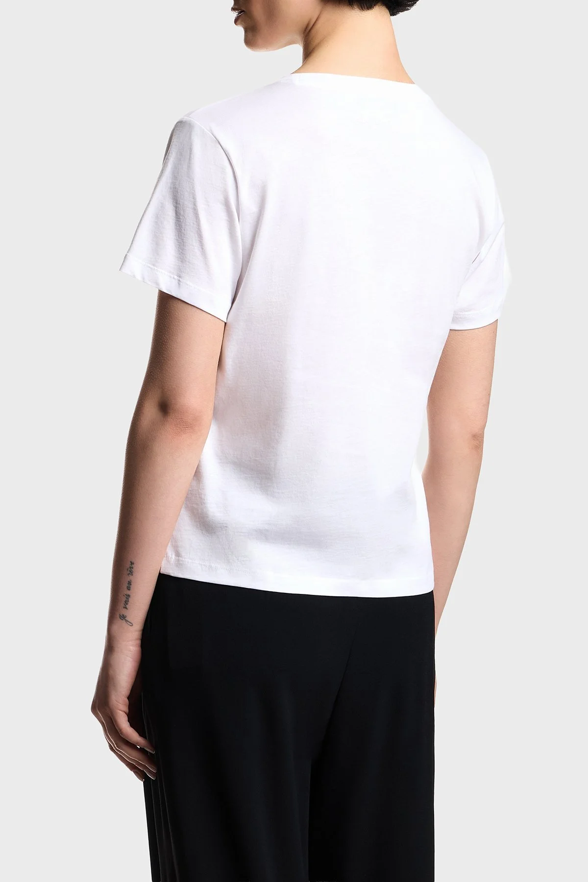 Emporio Armani % 100 Pamuk Regular Fit Bisiklet Yaka Logolu Bayan T Shirt EW003594 AF12597 U0002 BEYAZ - 3