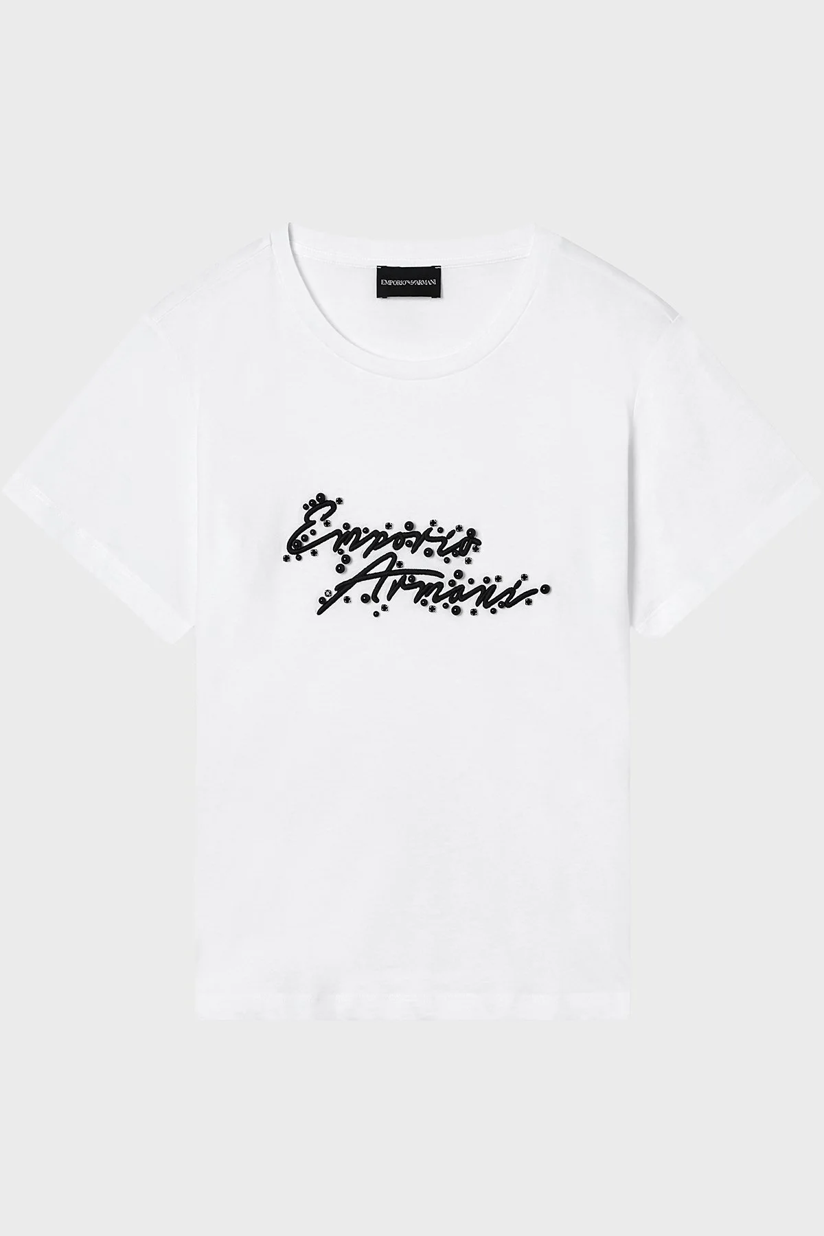 Emporio Armani % 100 Pamuk Regular Fit Bisiklet Yaka Logolu Kadın T Shirt EW003594 AF12597 U0002 BEYAZ - 5