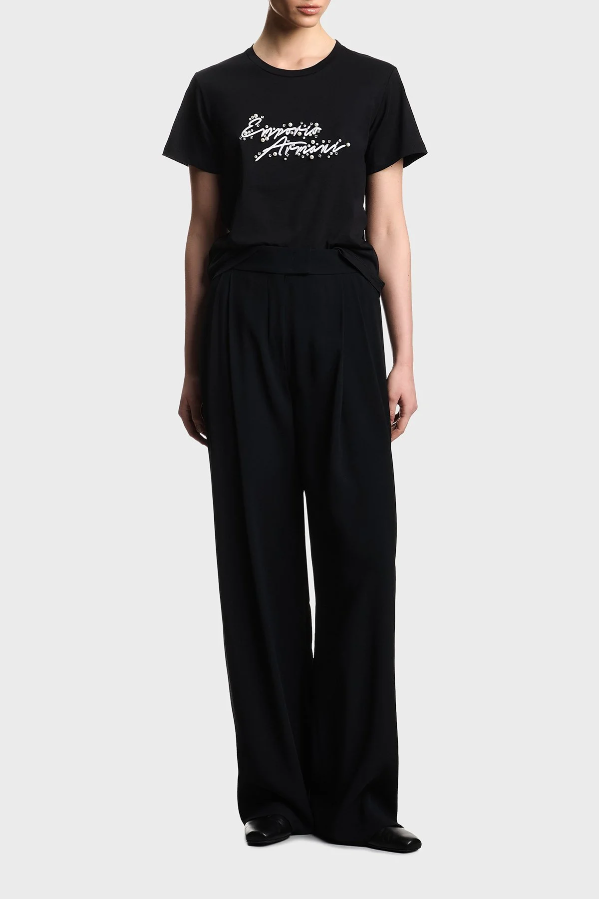 Emporio Armani % 100 Pamuk Regular Fit Bisiklet Yaka Logolu Kadın T Shirt EW003594 AF12597 UC001 SİYAH - 2