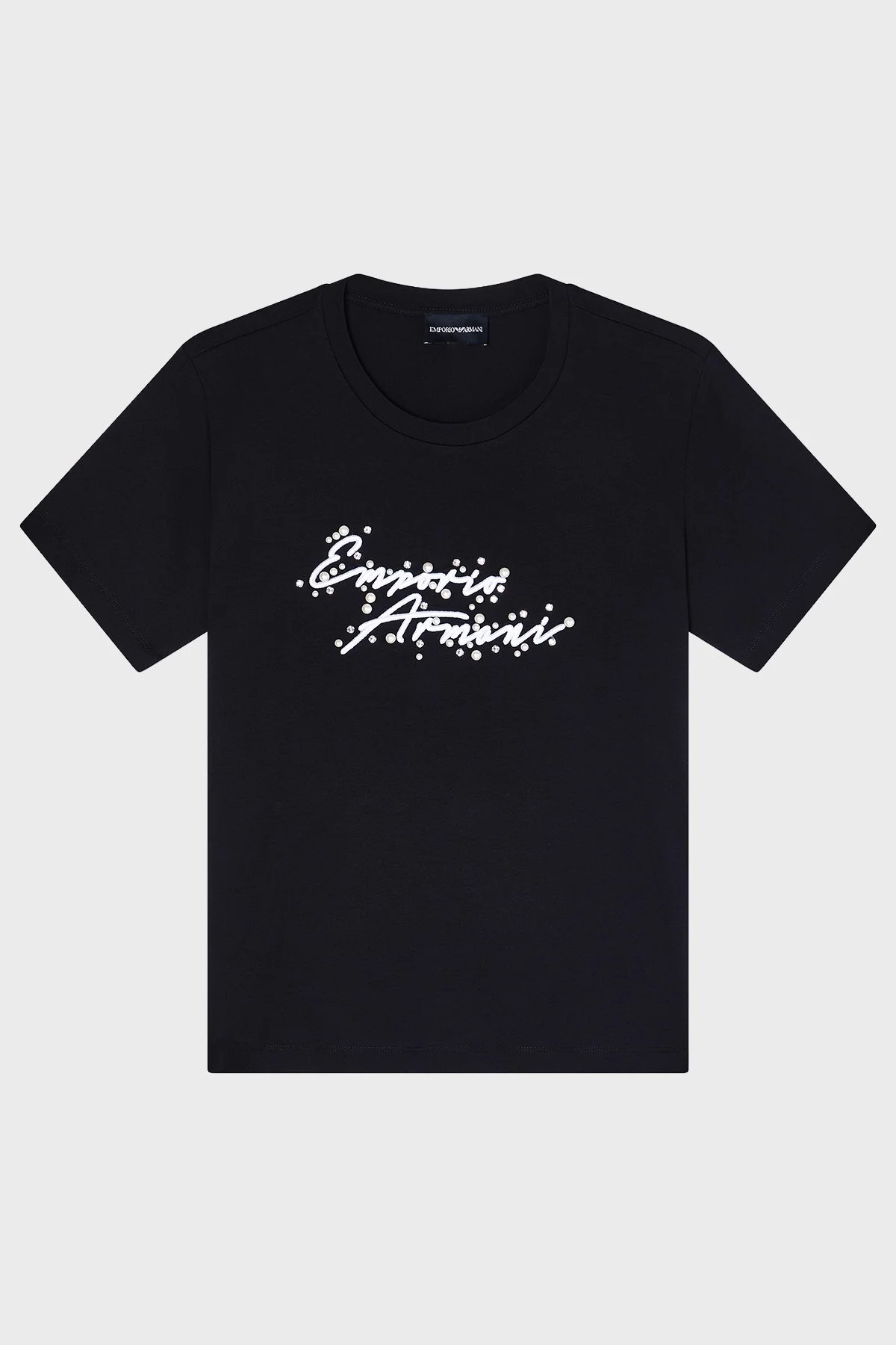 Emporio Armani % 100 Pamuk Regular Fit Bisiklet Yaka Logolu Kadın T Shirt EW003594 AF12597 UC001 SİYAH - 5