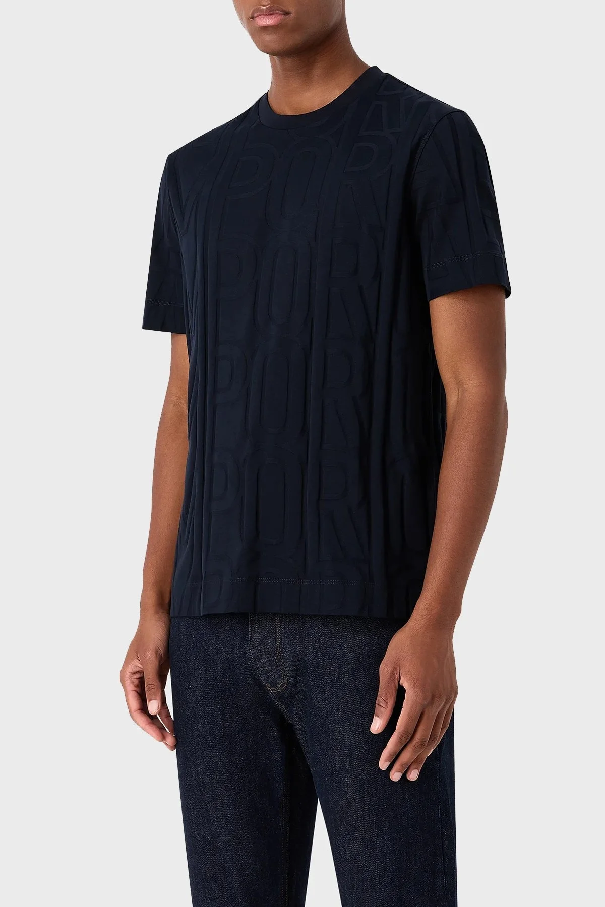 Emporio Armani % 100 Pamuk Regular Fit Bisiklet Yaka T shirt Erkek T Shirt 6R1TDM 1JGYZ 09L9 LACİVERT - 1