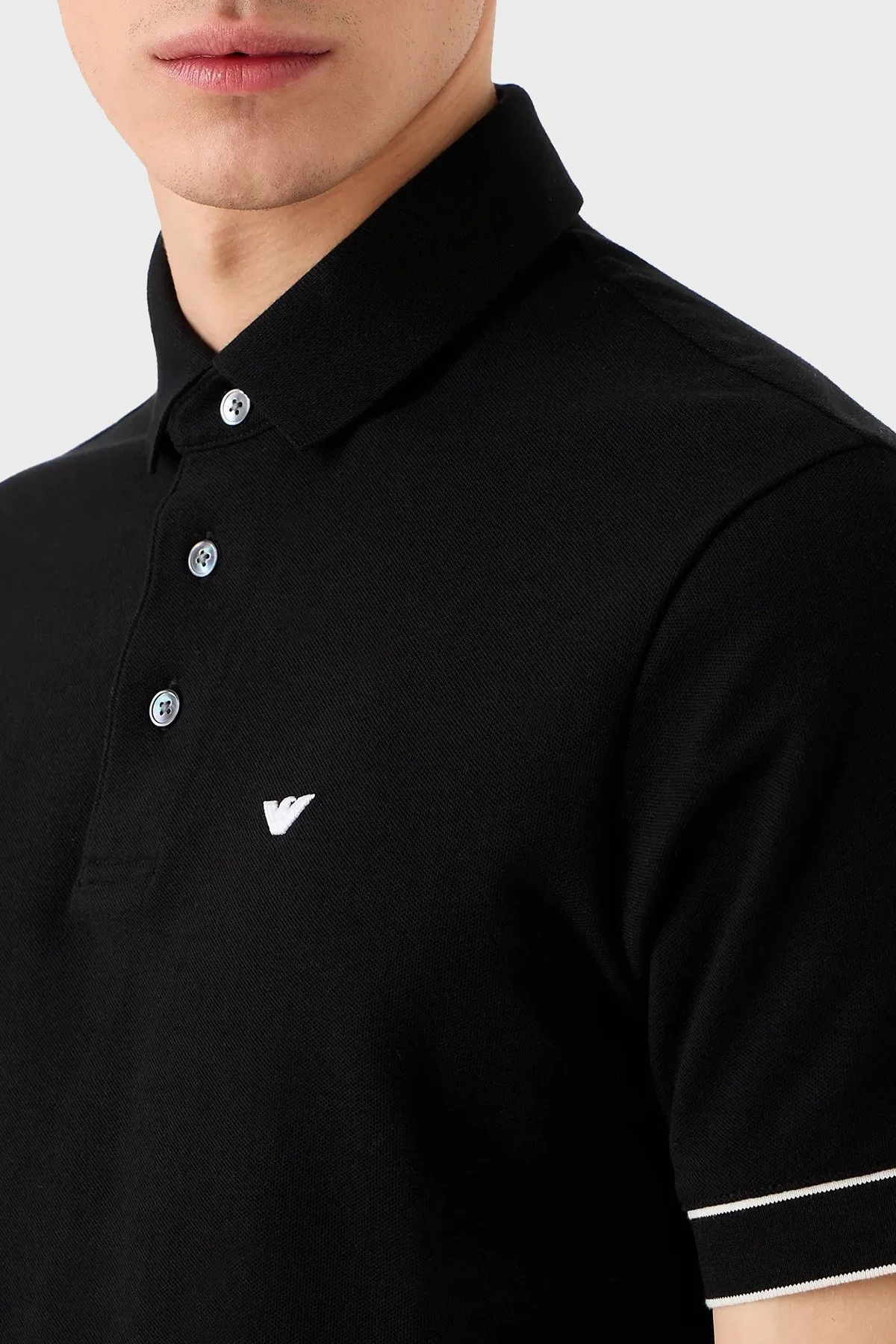 Emporio Armani % 100 Pamuk Regular Fit Düğmeli Erkek Polo T Shirt 3R1F67 1JCYZ 0092 SİYAH - 4