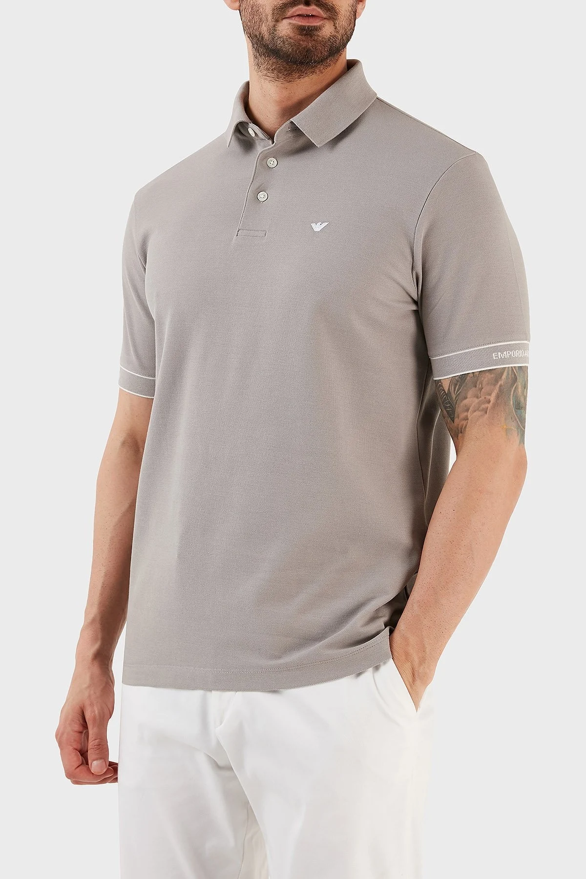 Emporio Armani % 100 Pamuk Regular Fit Düğmeli Erkek Polo T Shirt 3R1F67 1JCYZ 06A4 GRİ - 2