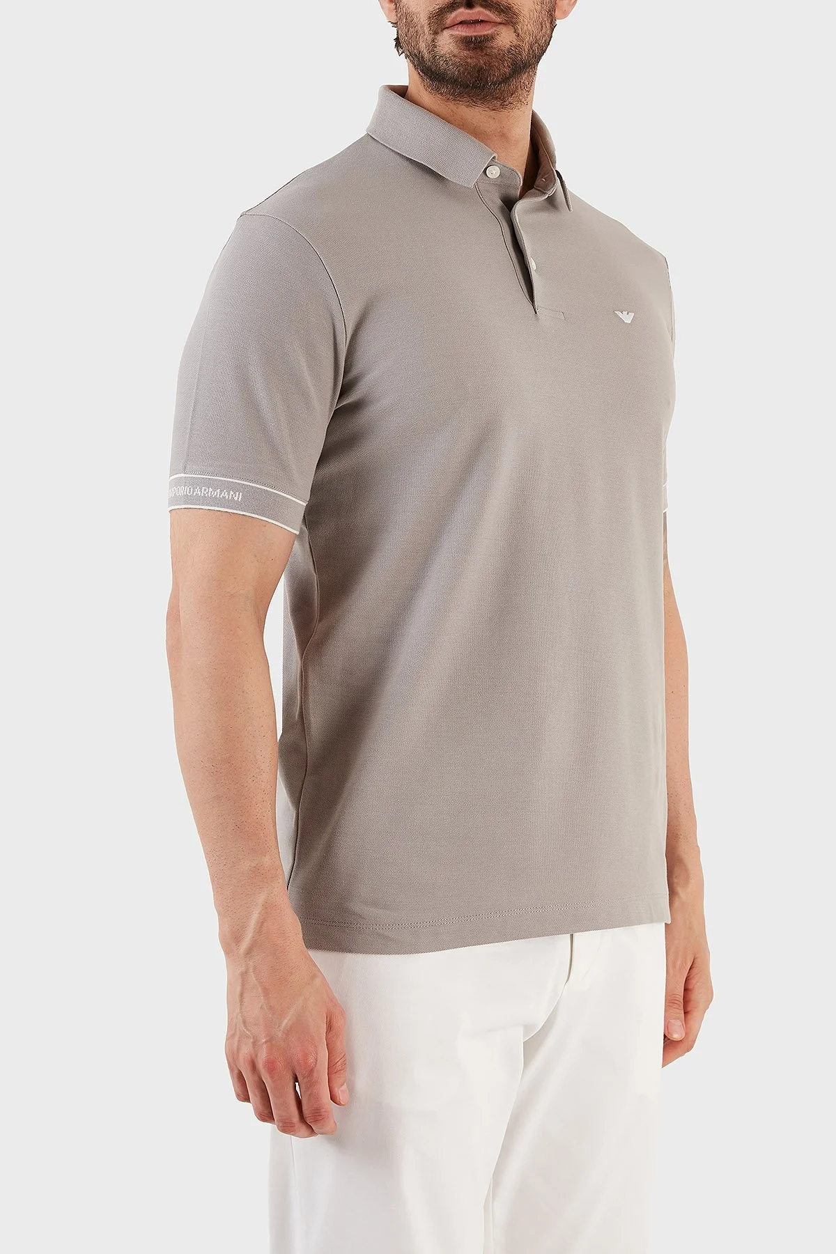 Emporio Armani % 100 Pamuk Regular Fit Düğmeli Erkek Polo T Shirt 3R1F67 1JCYZ 06A4 GRİ - 3