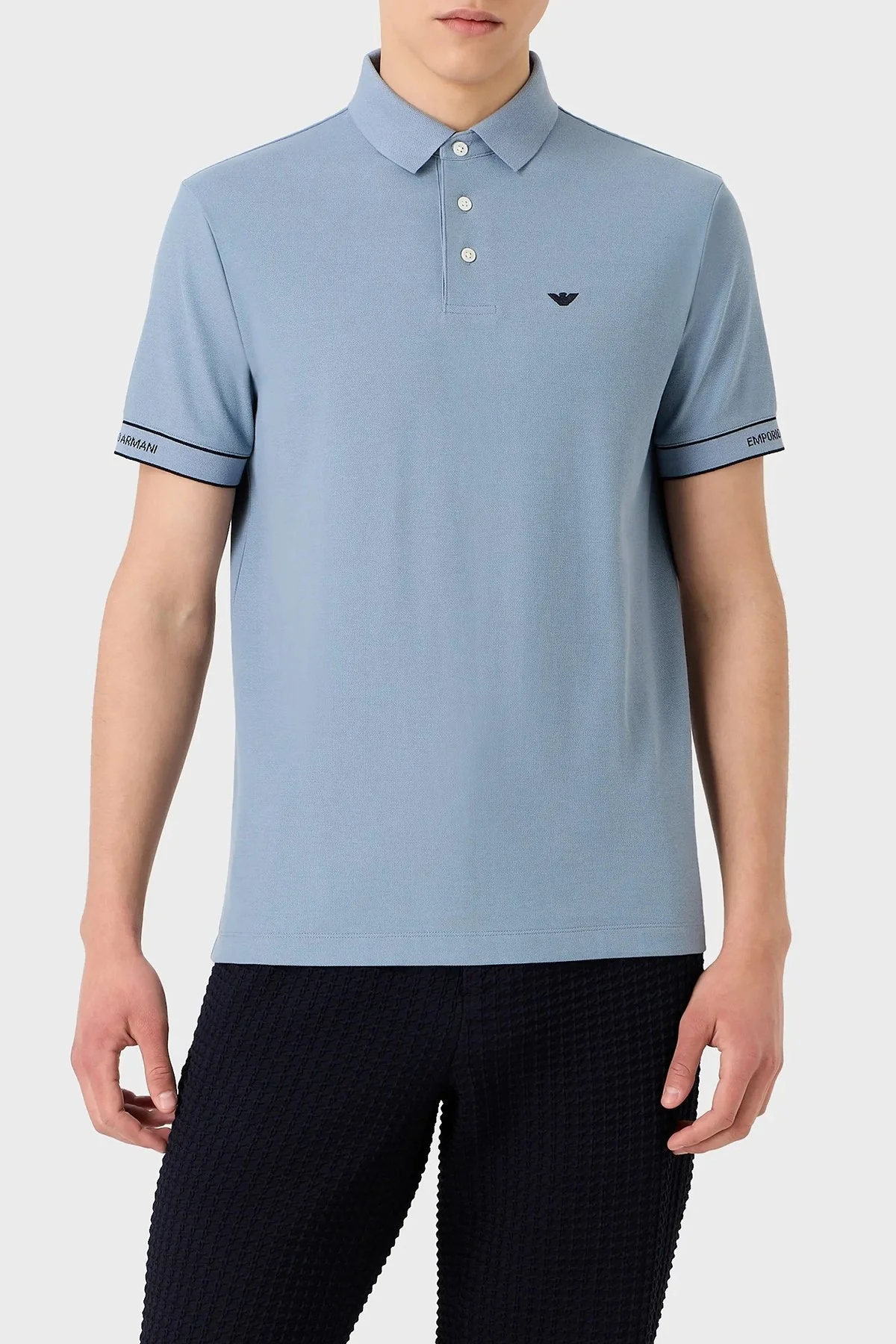 Emporio Armani % 100 Pamuk Regular Fit Düğmeli Erkek Polo T Shirt 3R1F67 1JCYZ 0761 MAVİ - 1