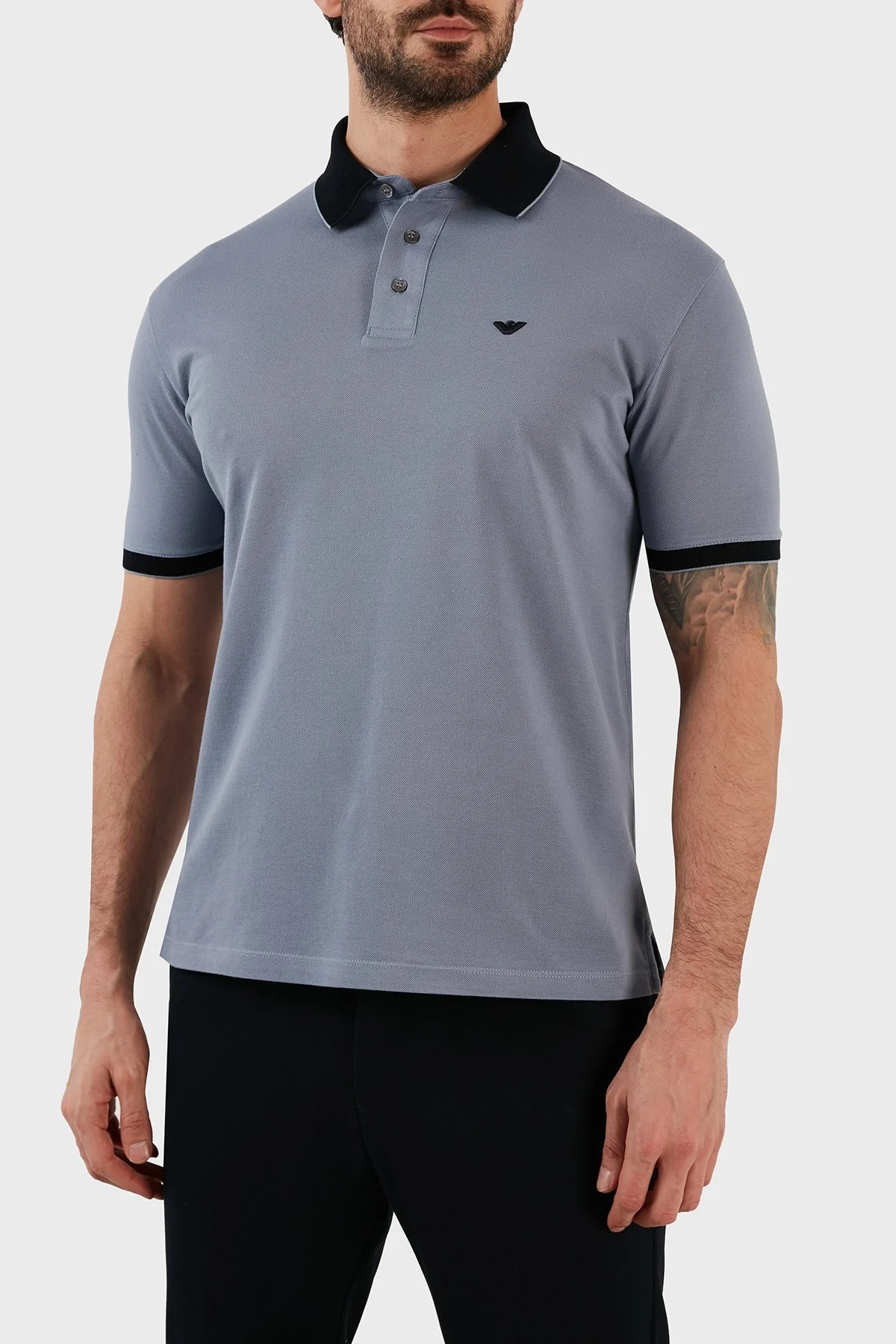 Emporio Armani % 100 Pamuk Regular Fit Düğmeli Erkek Polo T Shirt 3R1F70 1JTKZ 0796 GRİ - 1