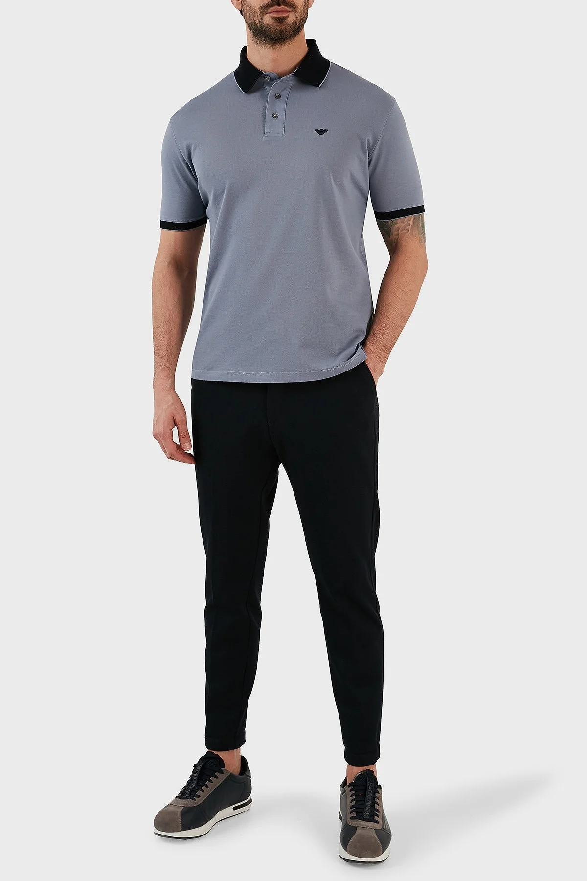 Emporio Armani % 100 Pamuk Regular Fit Düğmeli Erkek Polo T Shirt 3R1F70 1JTKZ 0796 GRİ - 2