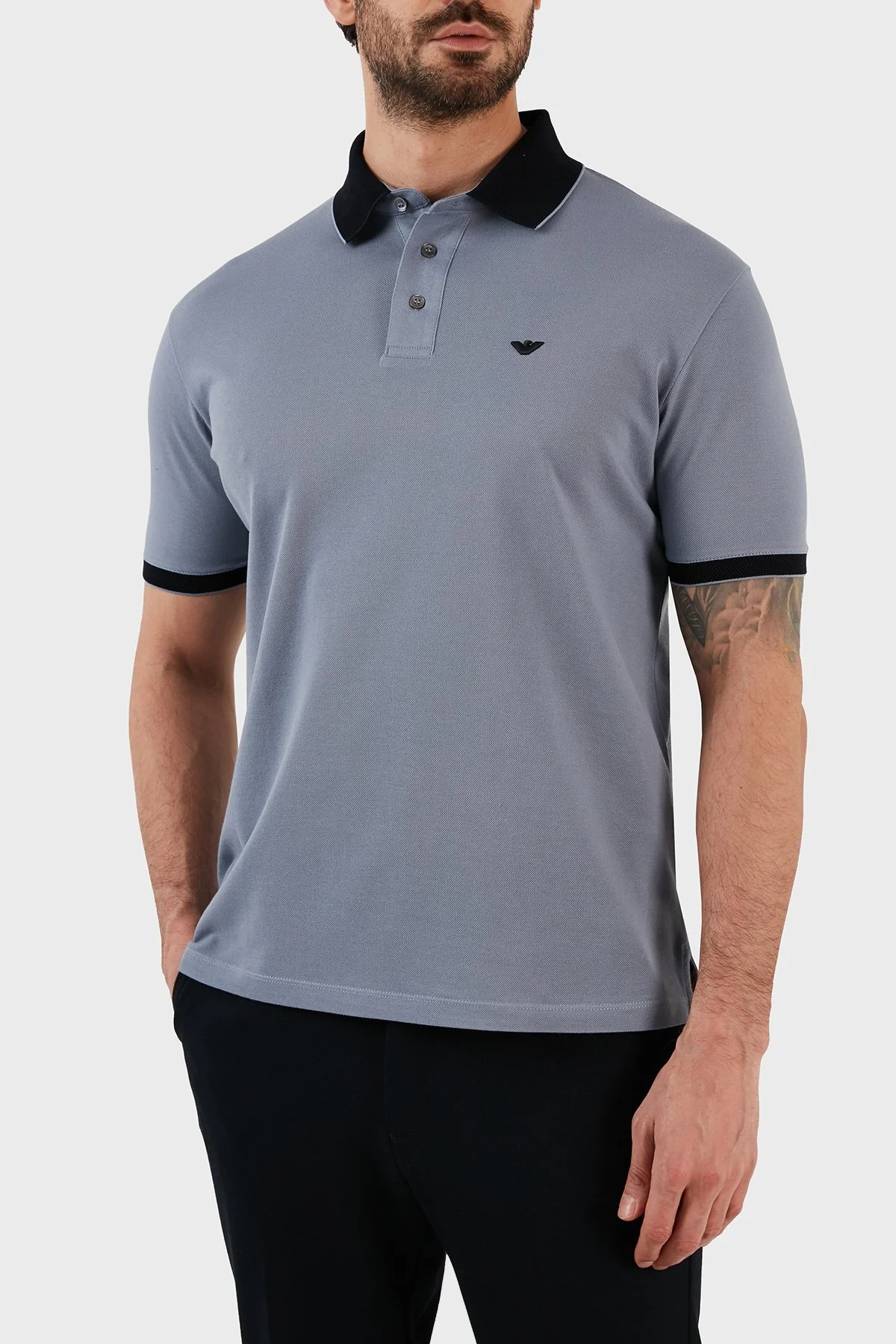 Emporio Armani % 100 Pamuk Regular Fit Düğmeli Erkek Polo T Shirt 3R1F70 1JTKZ 0796 GRİ - 3