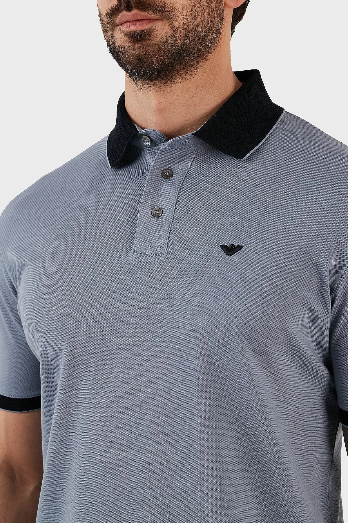 Emporio Armani % 100 Pamuk Regular Fit Düğmeli Erkek Polo T Shirt 3R1F70 1JTKZ 0796 GRİ - 4