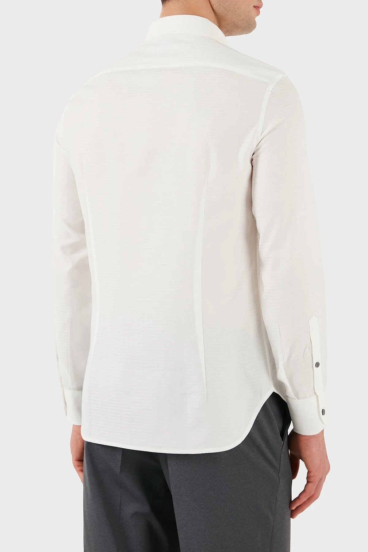 Emporio Armani % 100 Pamuk Regular Fit Düğmeli Uzun Kollu Erkek Gömlek EM001537 AF14341 F0093 BEYAZ - 3