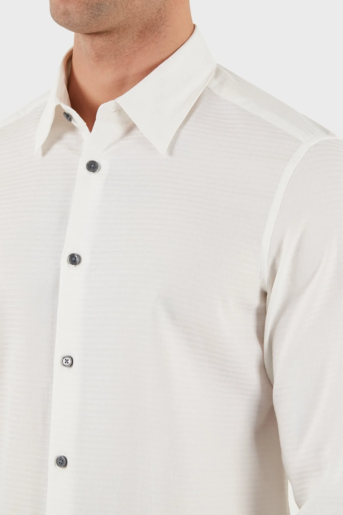 Emporio Armani % 100 Pamuk Regular Fit Düğmeli Uzun Kollu Erkek Gömlek EM001537 AF14341 F0093 BEYAZ - 7