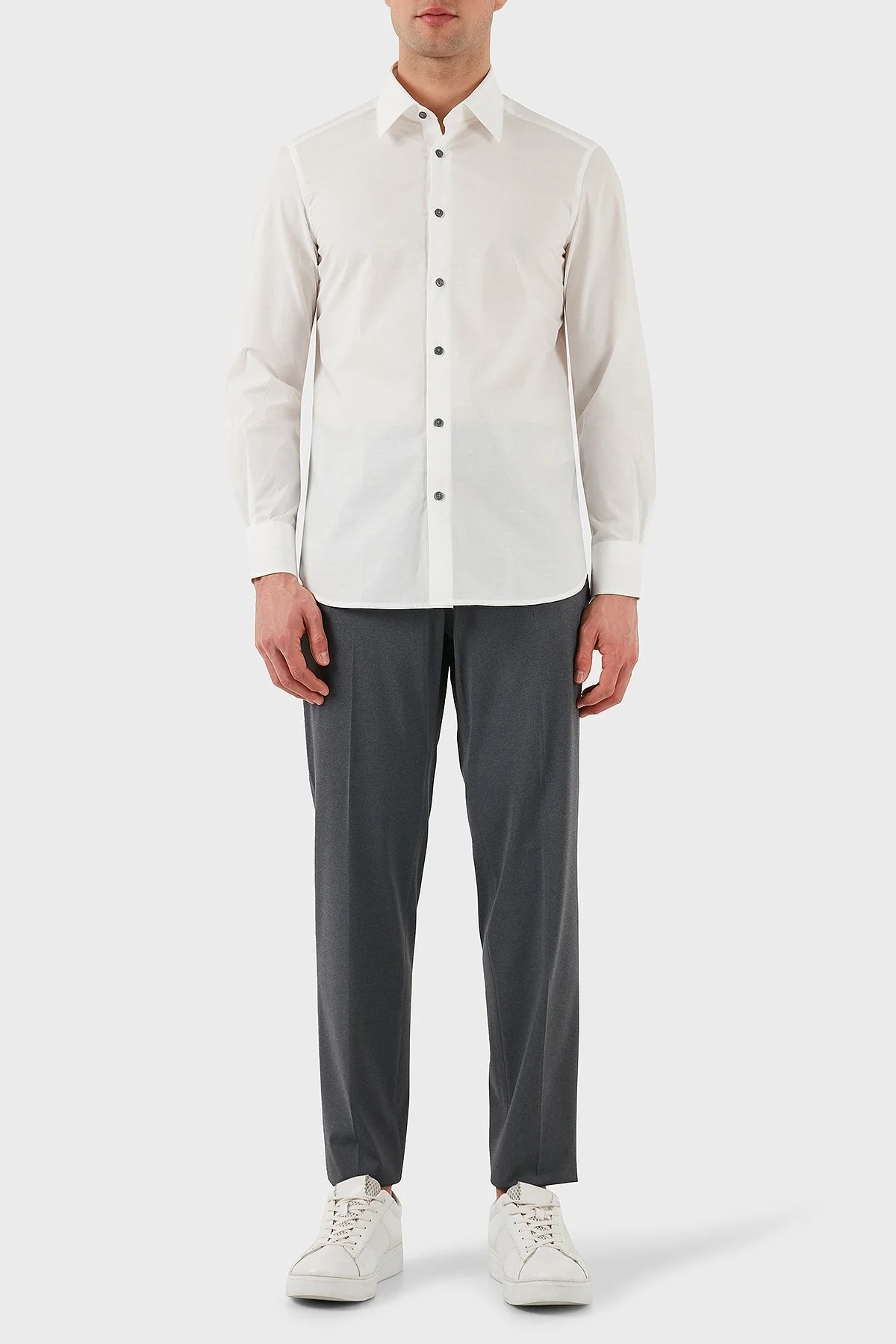 Emporio Armani % 100 Pamuk Regular Fit Düğmeli Uzun Kollu Erkek Gömlek EM001537 AF14341 F0094 BEYAZ - 9