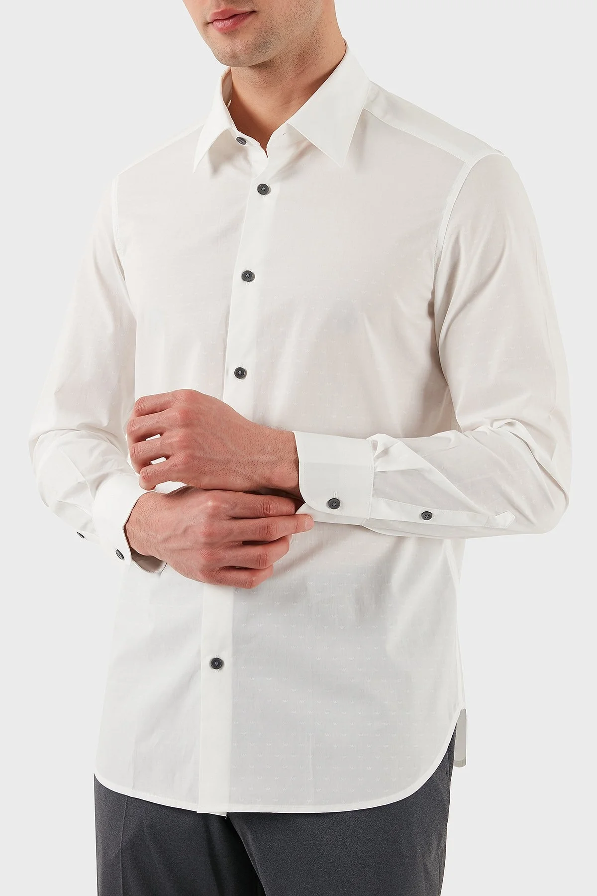 Emporio Armani % 100 Pamuk Regular Fit Düğmeli Uzun Kollu Erkek Gömlek EM001537 AF14341 F0094 BEYAZ - 11