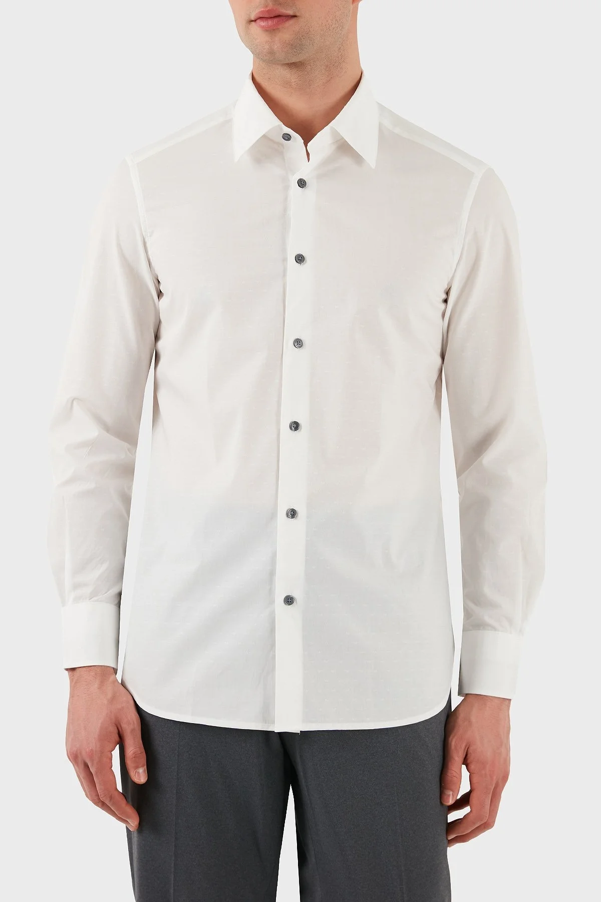 Emporio Armani % 100 Pamuk Regular Fit Düğmeli Uzun Kollu Erkek Gömlek EM001537 AF14341 F0094 BEYAZ - 12