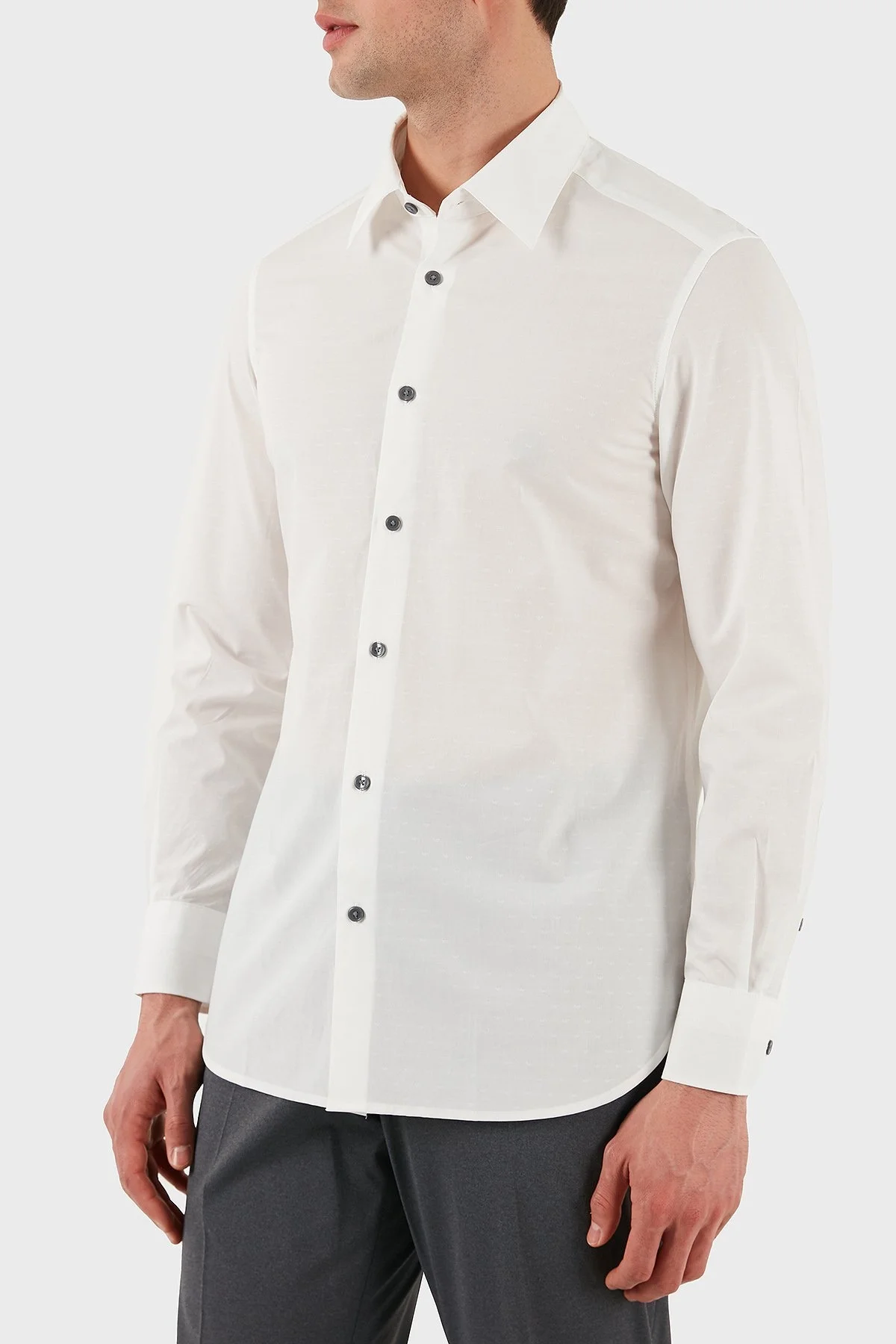 Emporio Armani % 100 Pamuk Regular Fit Düğmeli Uzun Kollu Erkek Gömlek EM001537 AF14341 F0094 BEYAZ - 13