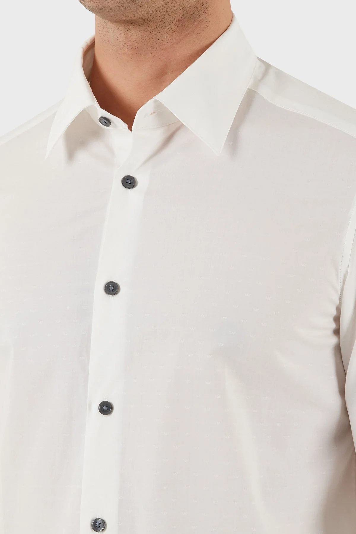 Emporio Armani % 100 Pamuk Regular Fit Düğmeli Uzun Kollu Erkek Gömlek EM001537 AF14341 F0094 BEYAZ - 14